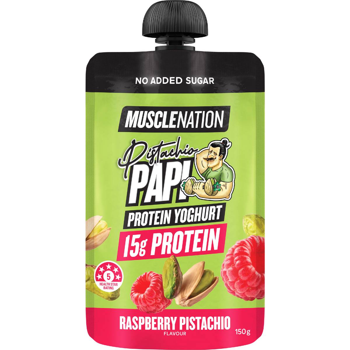Muscle Nation Protein Yoghurt Pouch Raspberry Pistachio Papi
