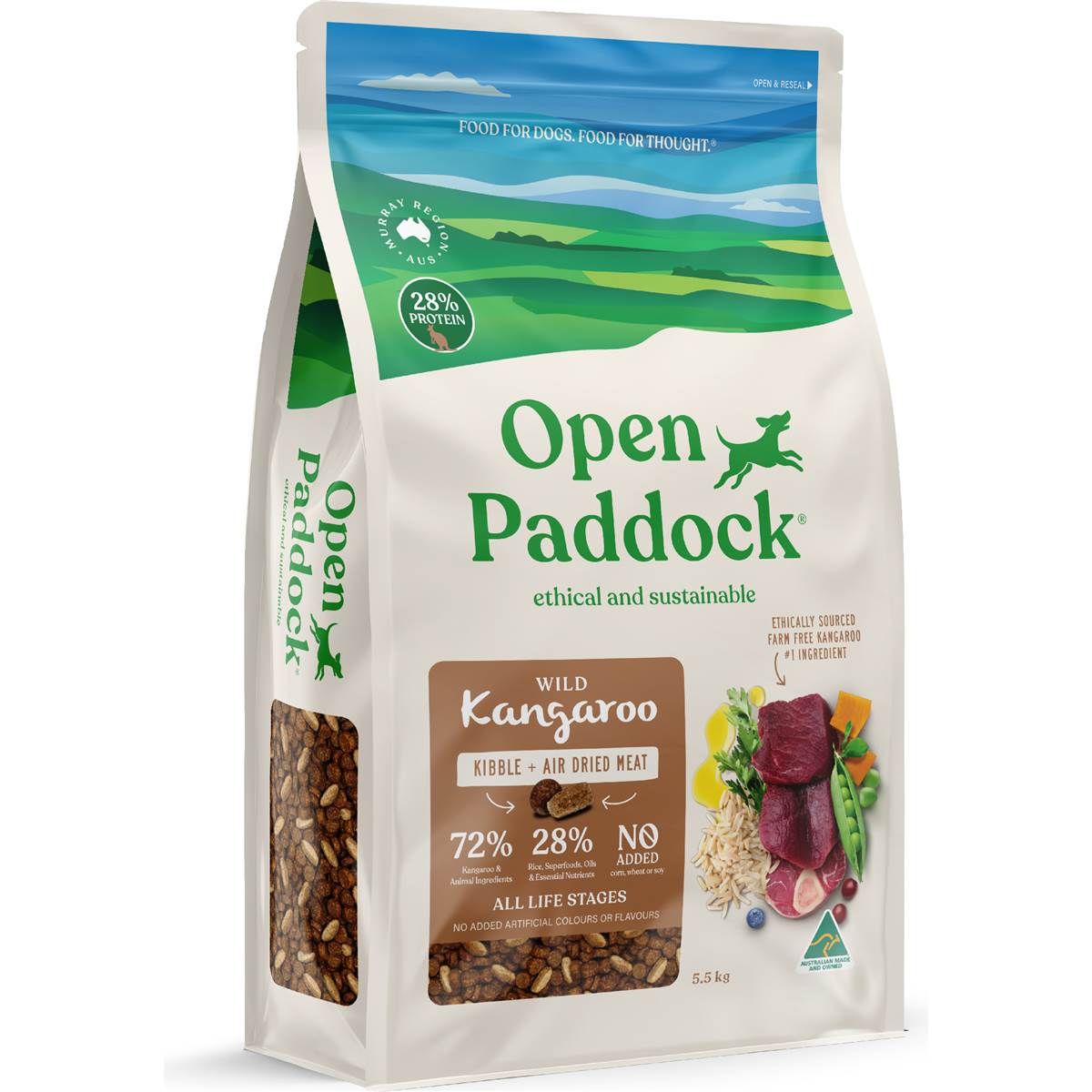 Open Paddock Wild Kangaroo Kibble & Air Dried Meat Dry Dog Food