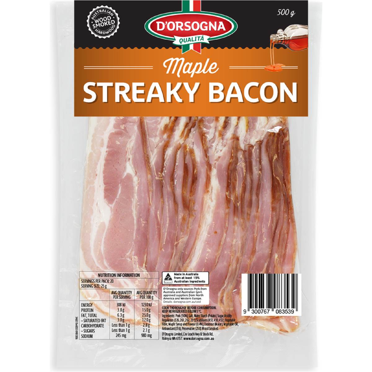 D'Orsogna Maple Streaky Bacon