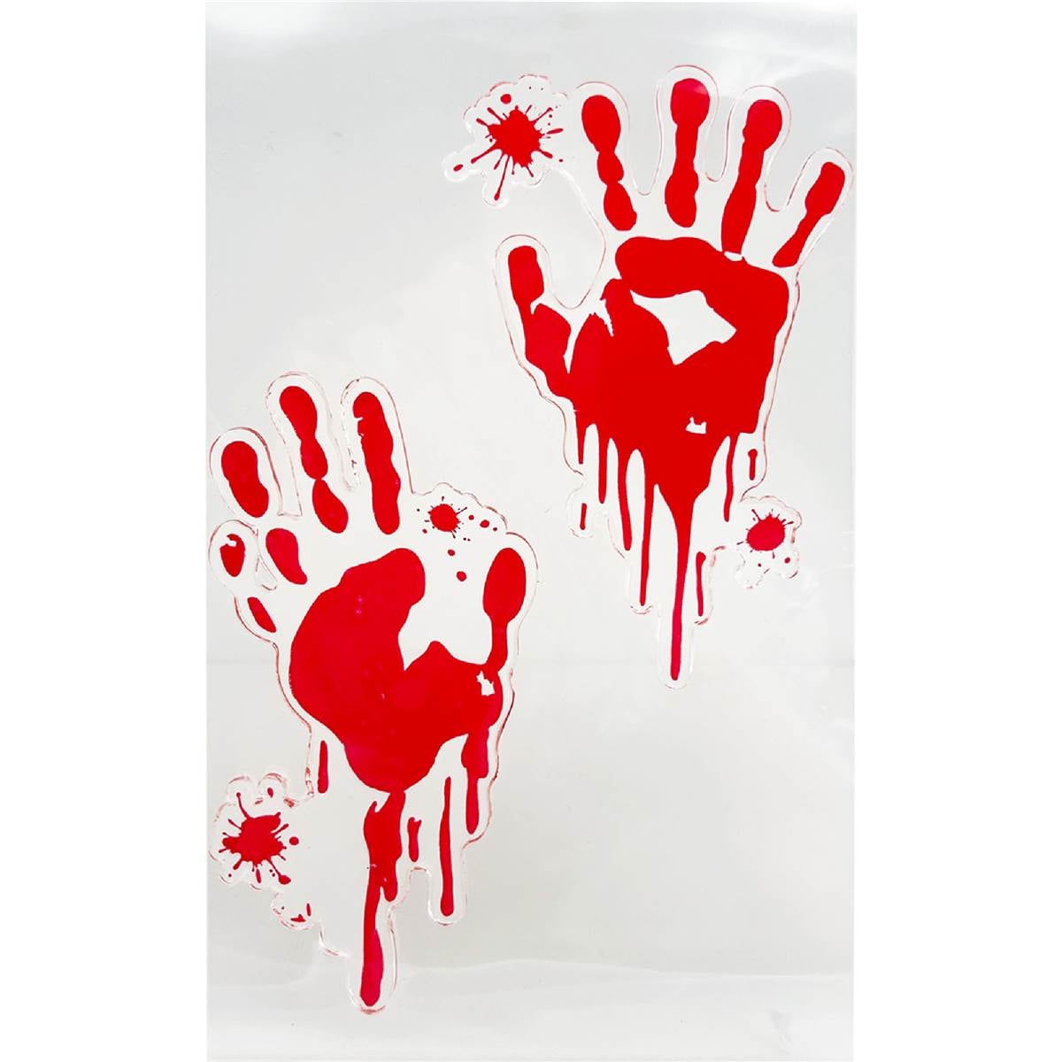 Halloween Window Gel Cling Blood Hands each