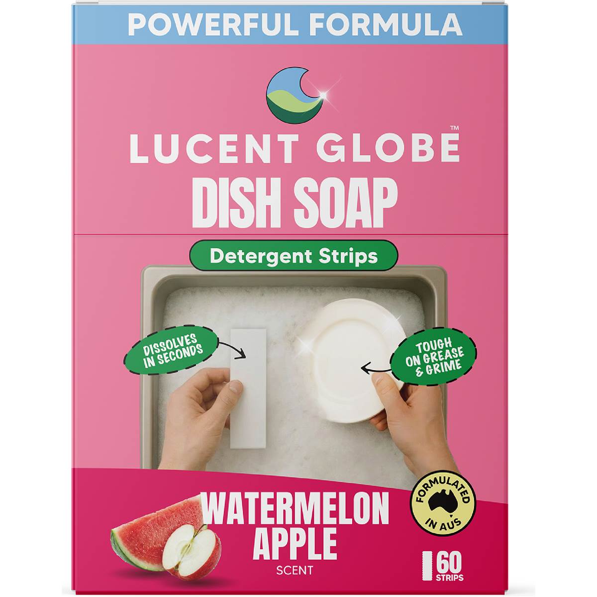 Lucent Globe Dish Soap Sheets Watermelon Apple 60 pack
