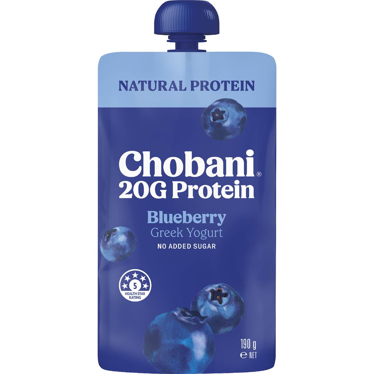 Chobani 20G Protein Greek Yogurt Pouch Blueberry 190g