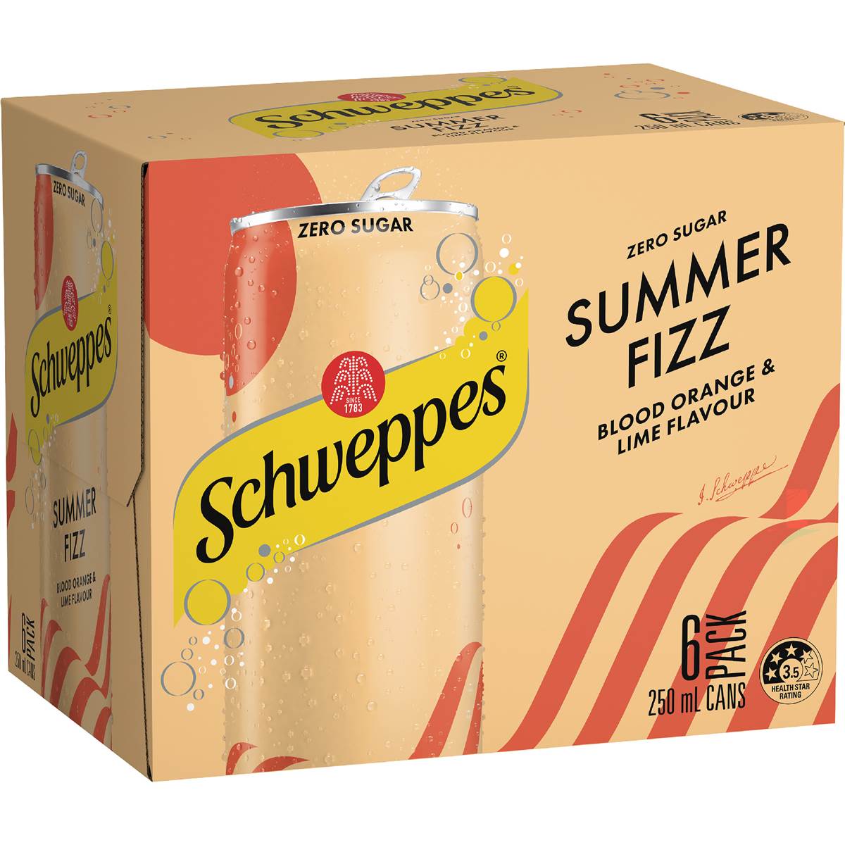Schweppes Summer Fizz Blood Orange Lime No Sugar Mixer Soft Drink