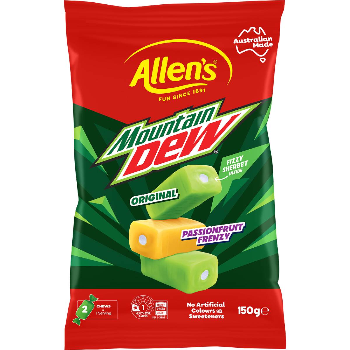 Allen's Mountain Dew Chews 150g