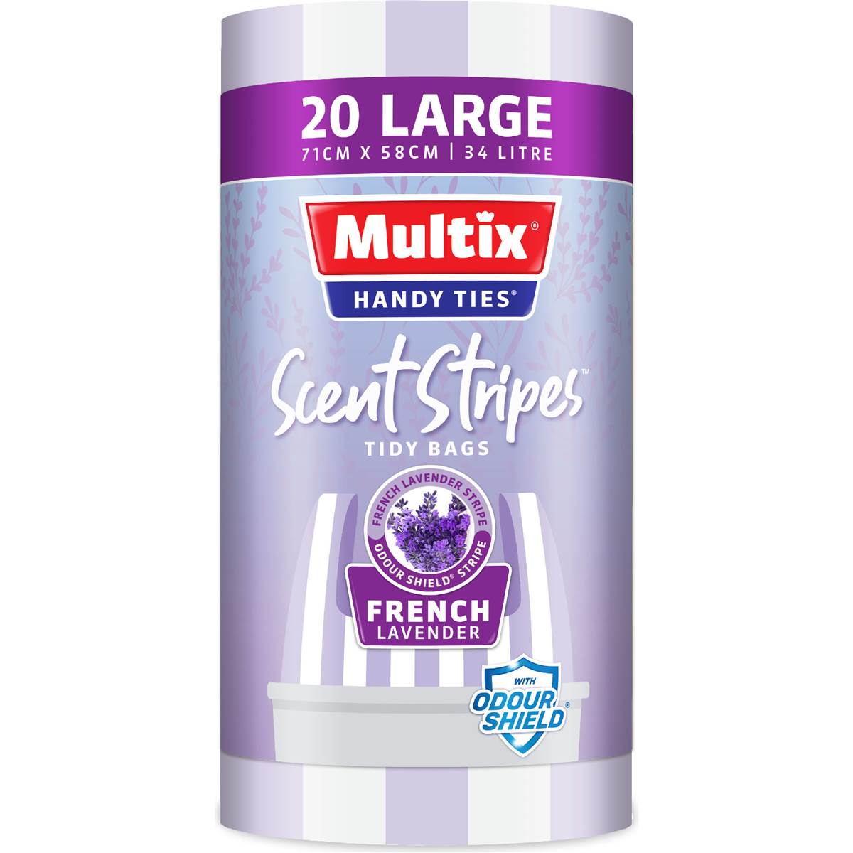 Multix Handy Ties Scent Stripes Tidy Bags French Lavender Large