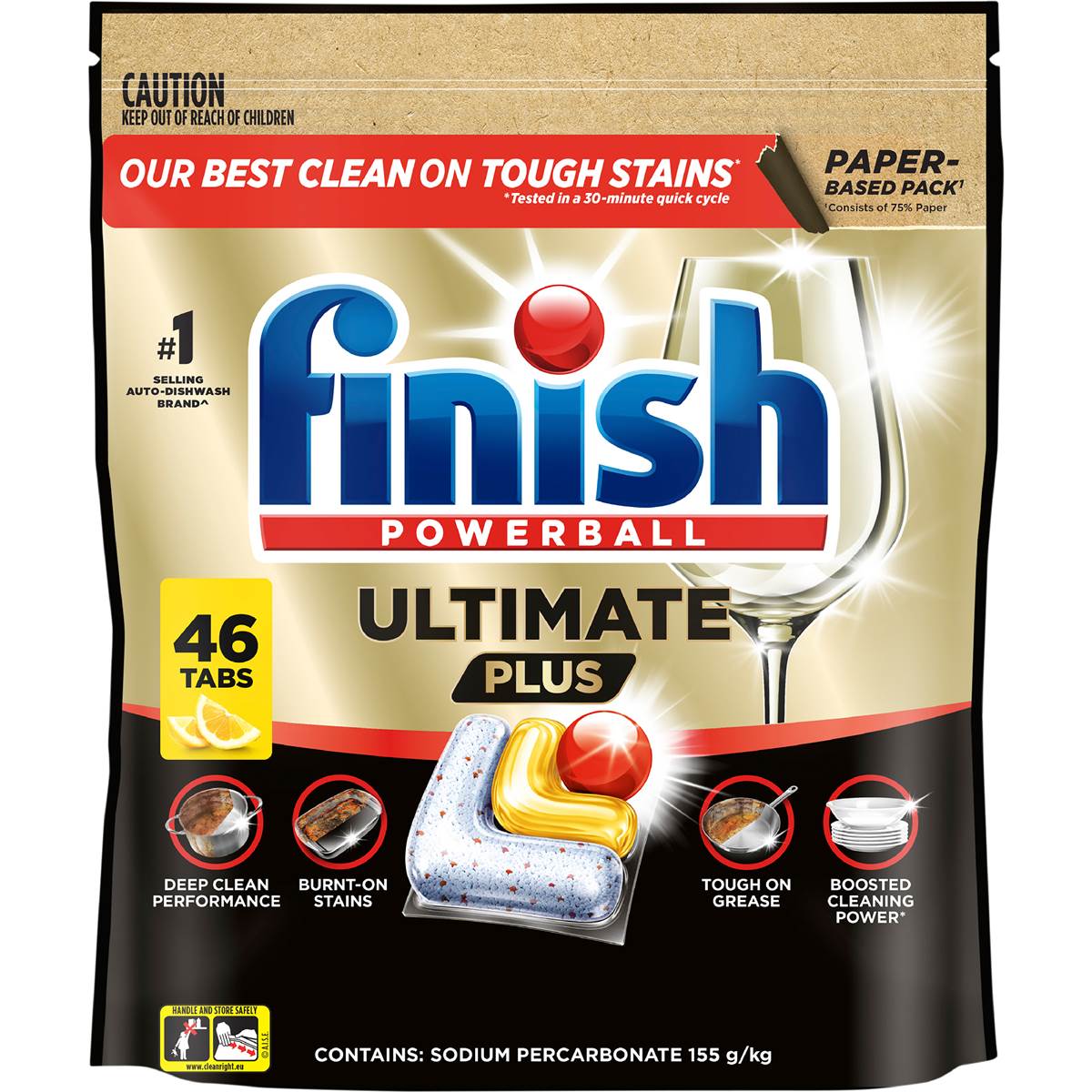 Finish Ultimate Plus Dishwashing Tablets Lemon 46 pack