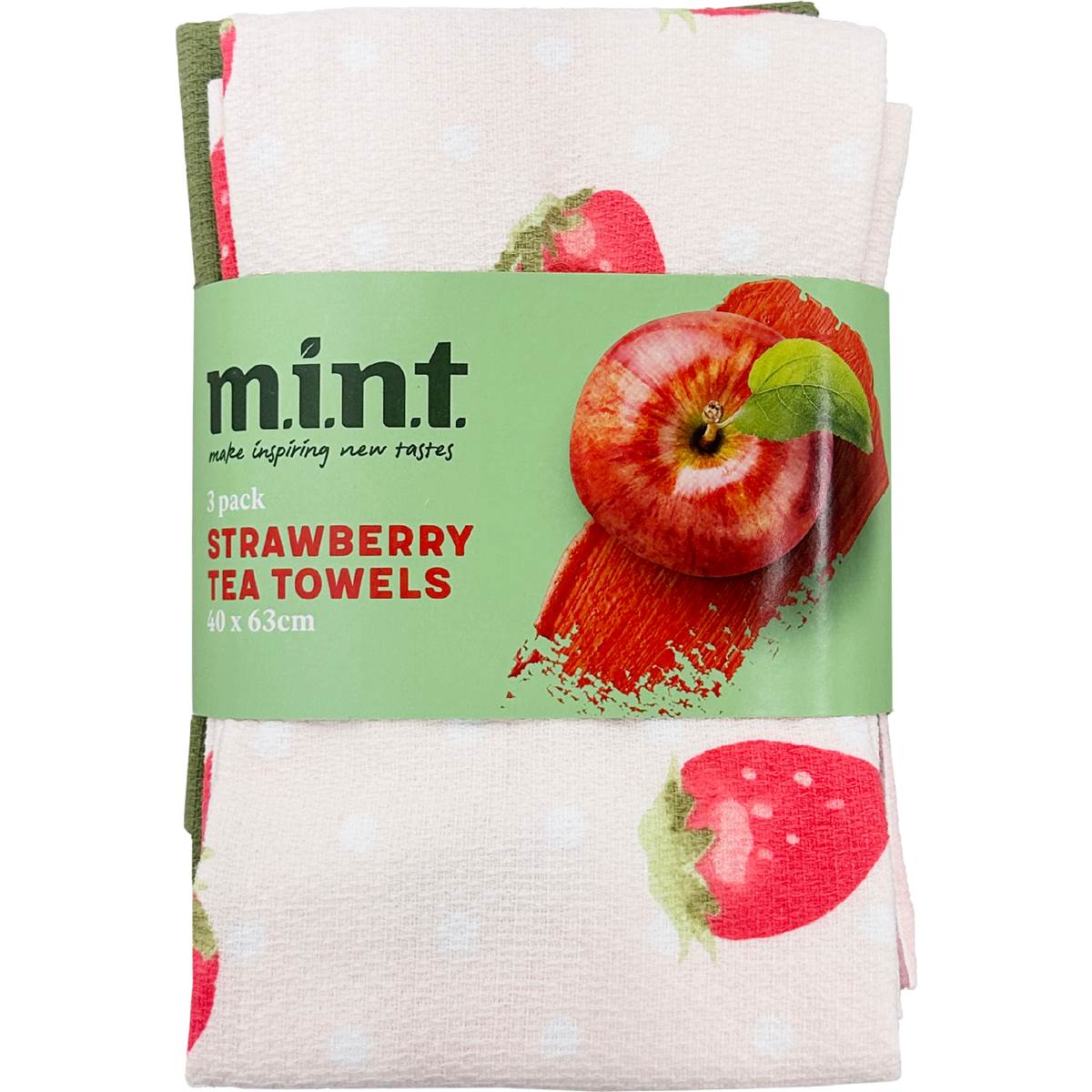 MINT Strawberry Tea Towels 3 pack