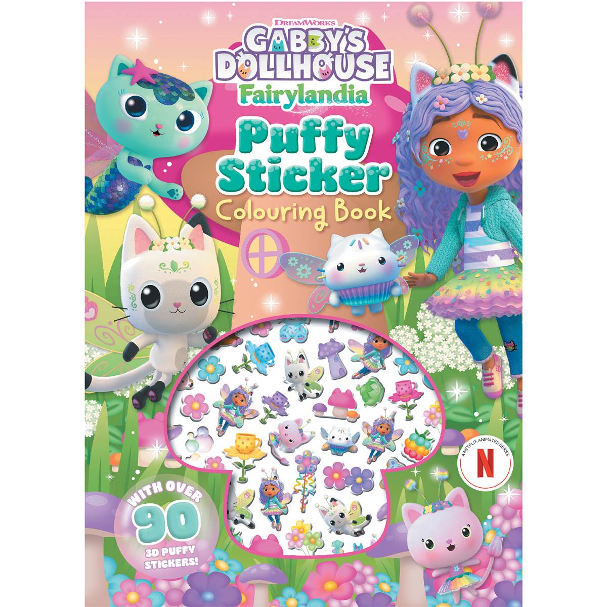 Gabby's Dollhouse Fairylandia Puffy Sticker Colouring Book