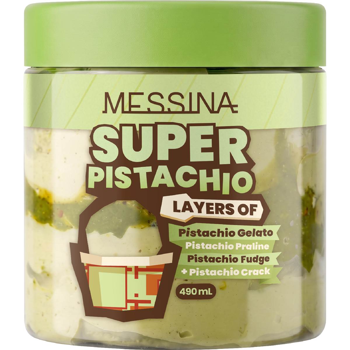 Messina Super Pistachio Layered Gelato 490mL