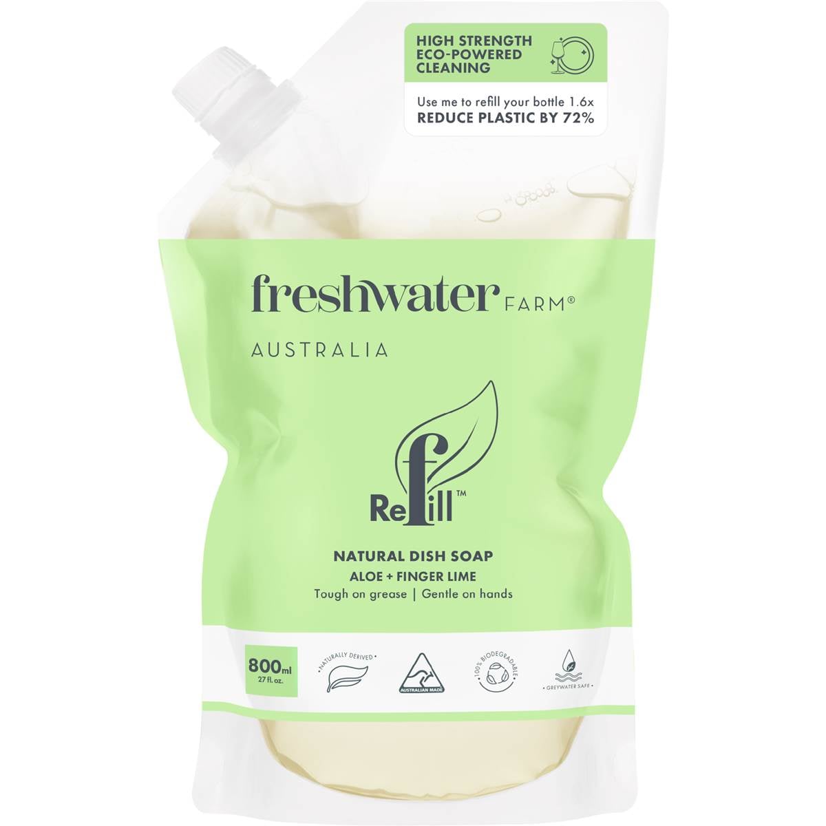 Freshwater Farm Australia Dishwashing Liquid Refill Pouch Aloe & Finger Lime