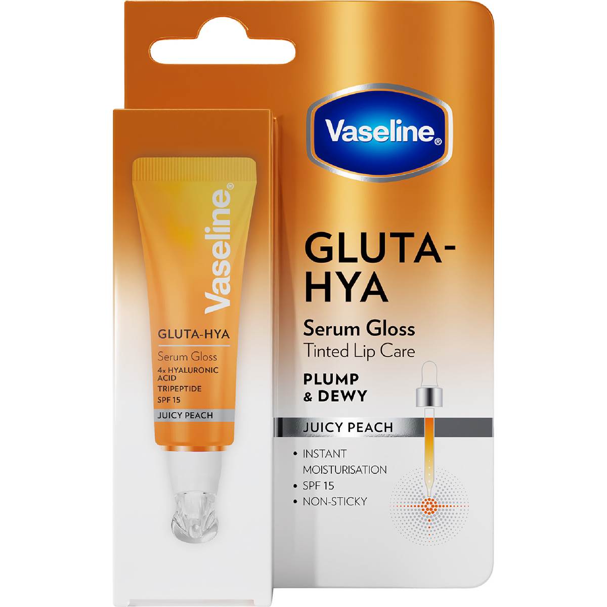 Vaseline Gluta-Hya Tinted Serum Lip Gloss Juicy Peach 10mL