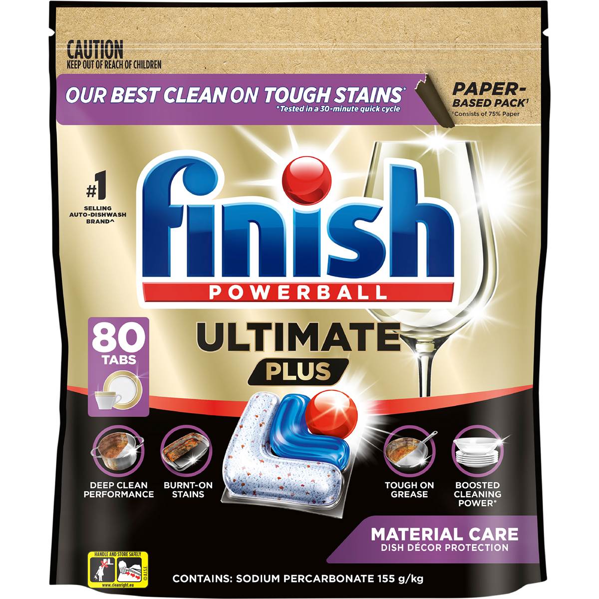 Finish Ultimate Plus Material Care Dishwashing Tablets 80 pack