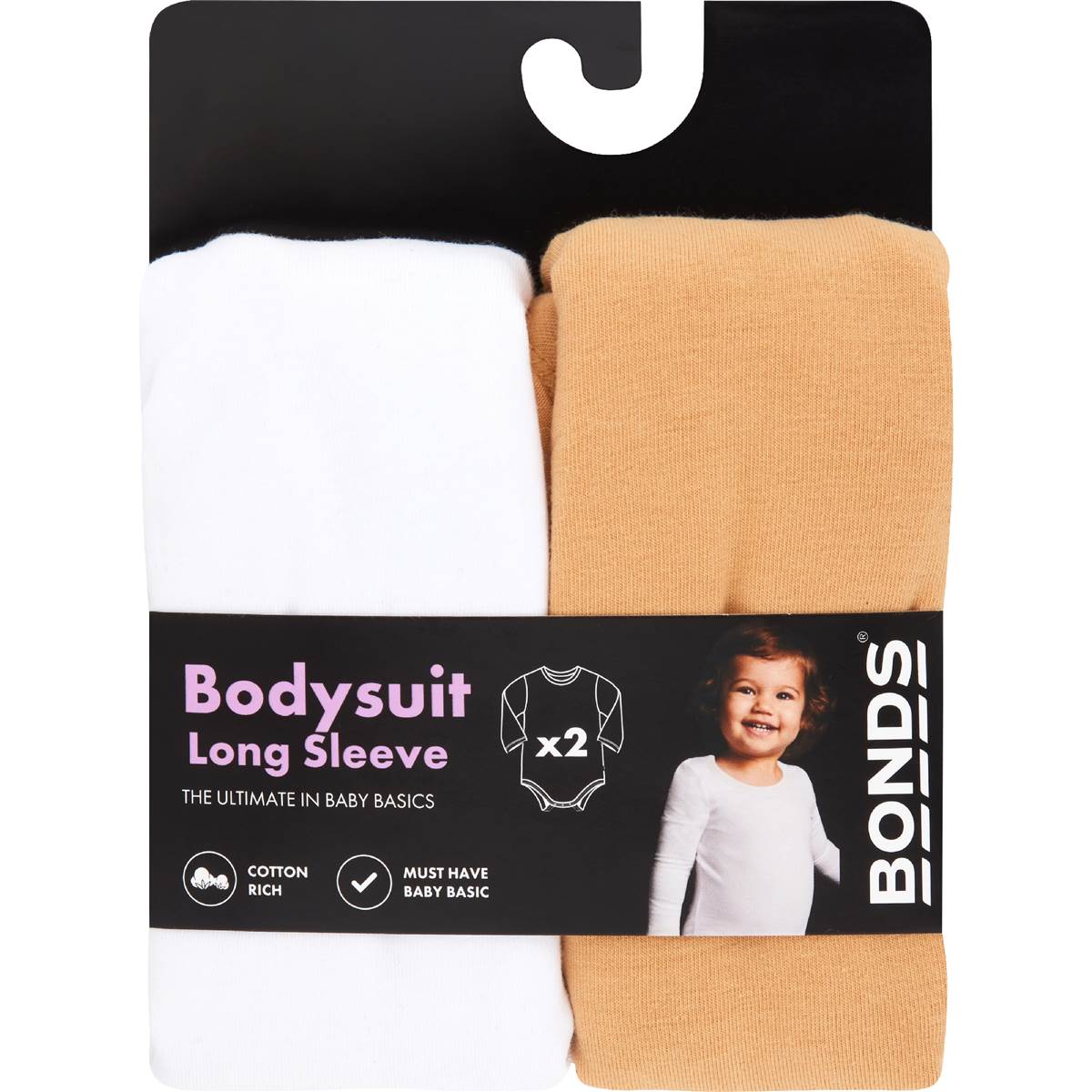 Bonds Baby Long Sleeve Bodysuit Size 0000-1 2 pack