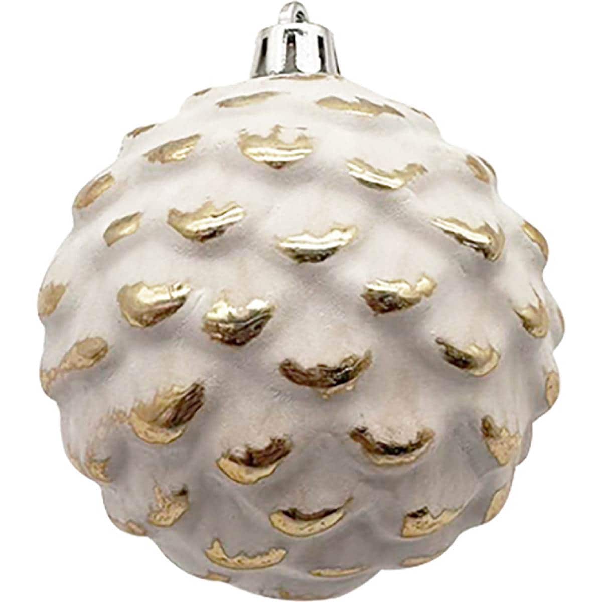 Christmas 80mm Baubles White Wash