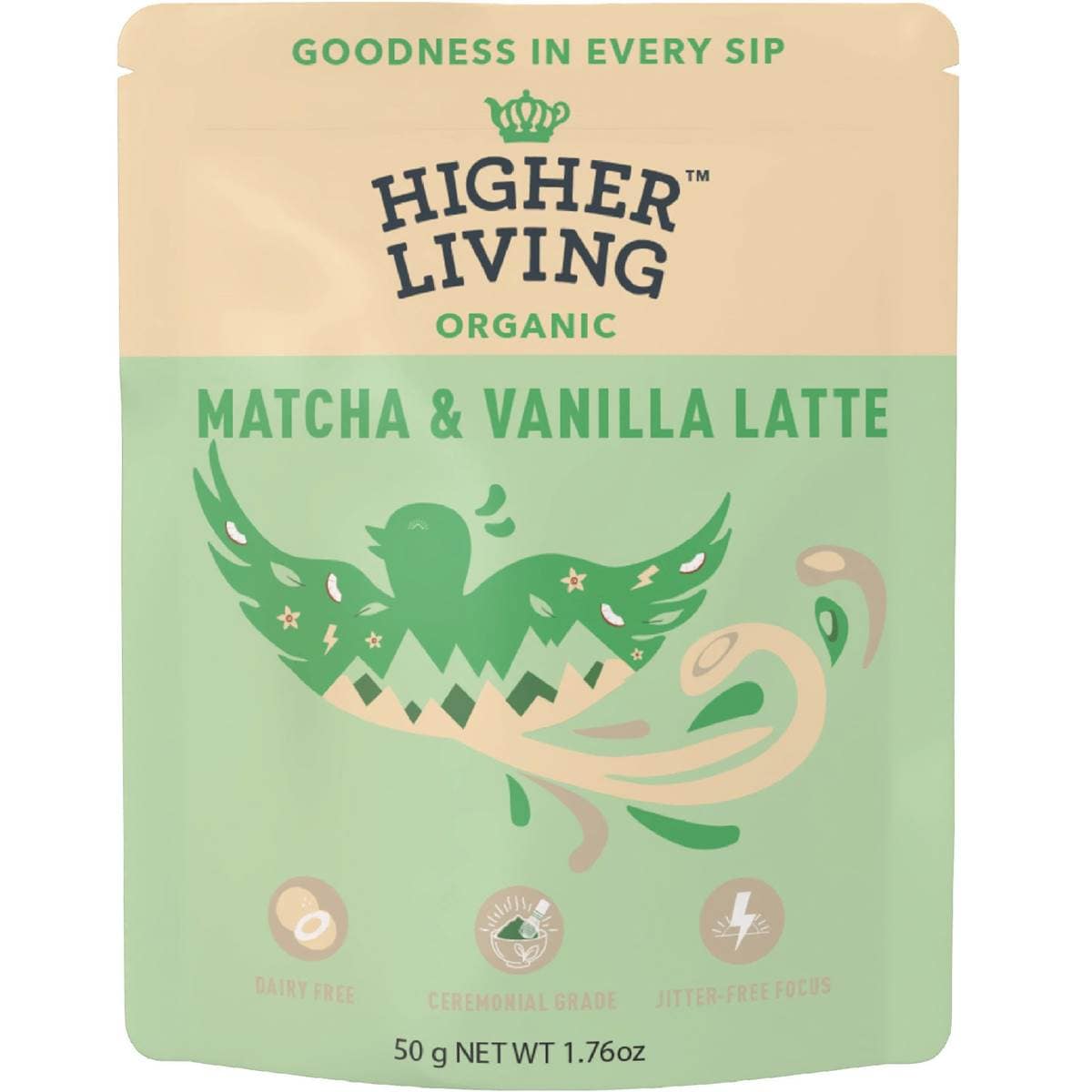 Higher Living Matcha & Vanilla Latte Powder 50g