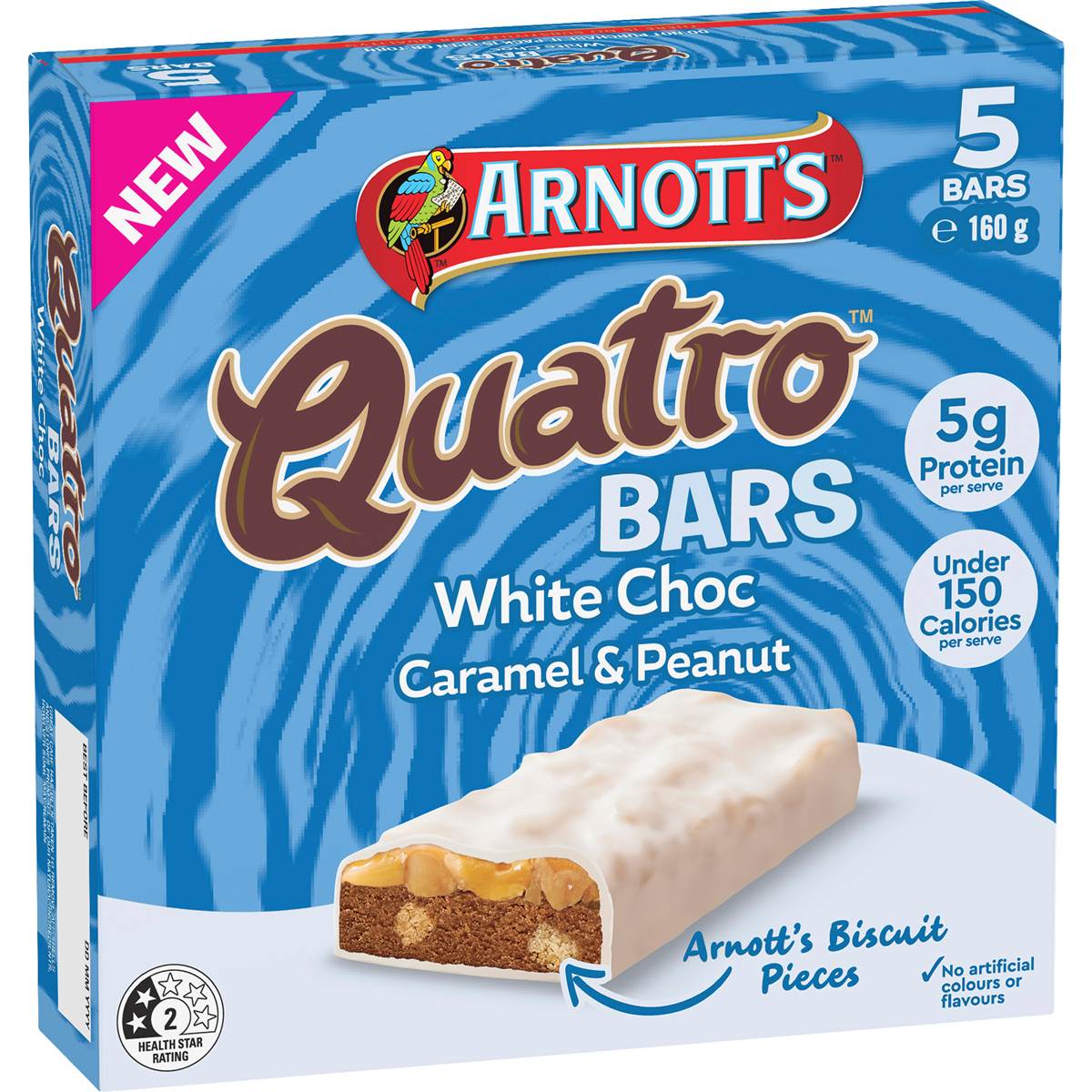 Arnott's Quatro White Choc Bars Caramel & Peanut