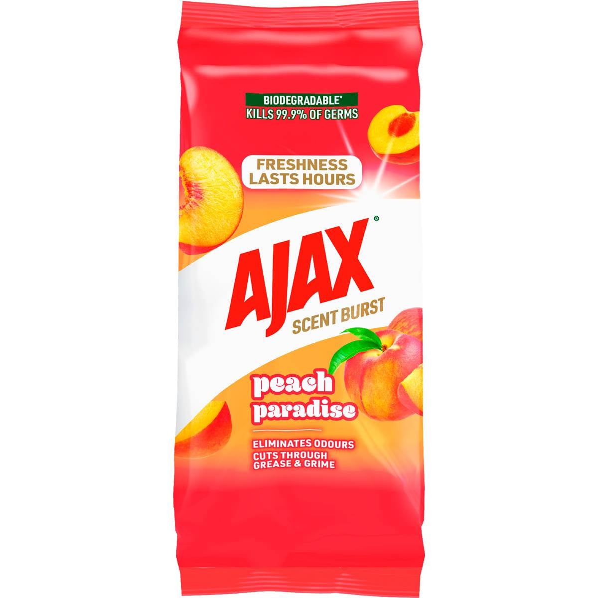 Ajax Scent Burst Disinfectant Wipes Peach Paradise 90 pack – Woolworths