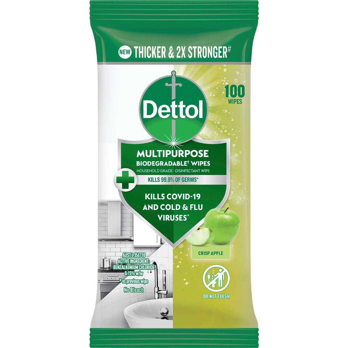 Dettol Multipurpose Wipes Crisp Apple 100 pack
