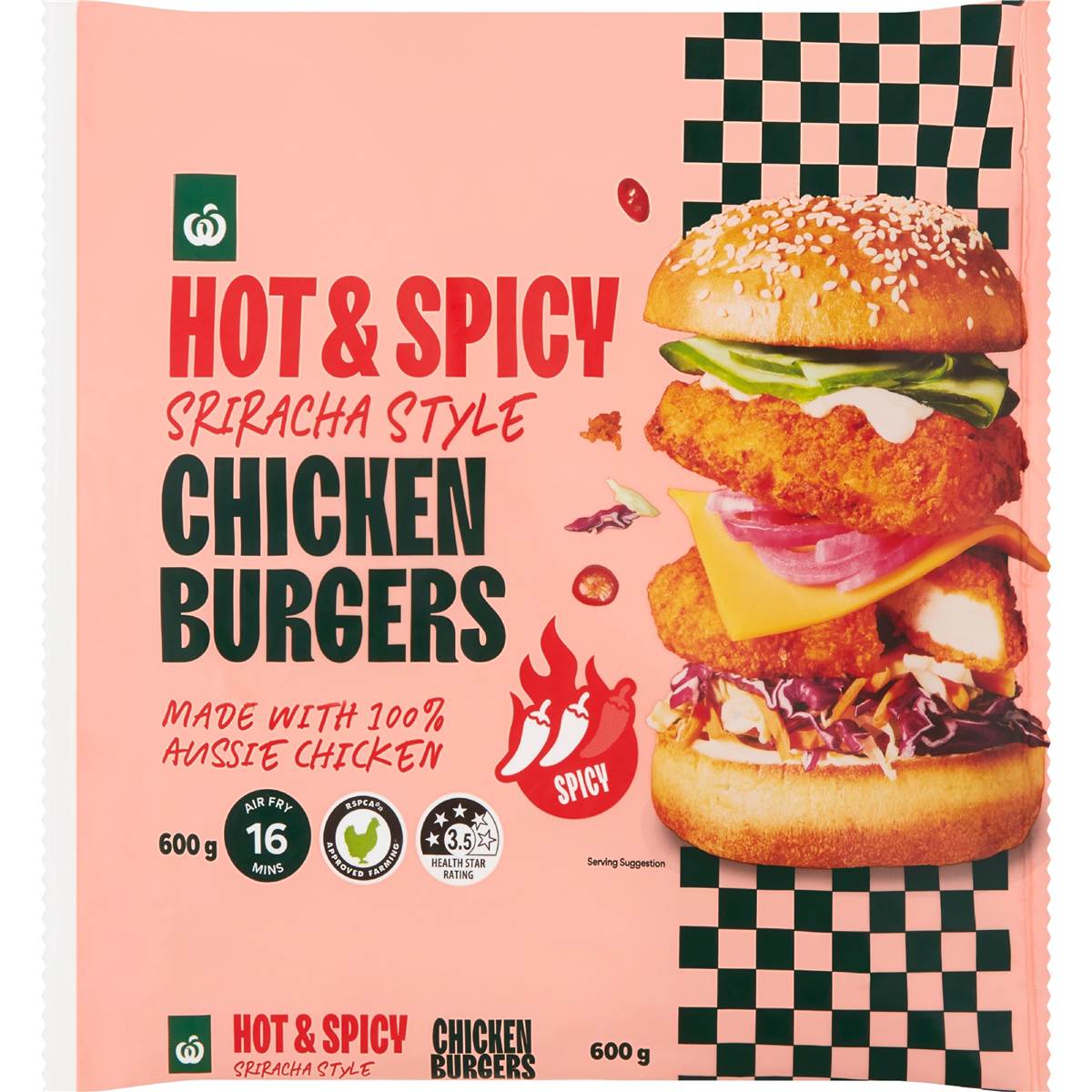 Woolworths Hot & Spicy Sriracha Chicken Burgers