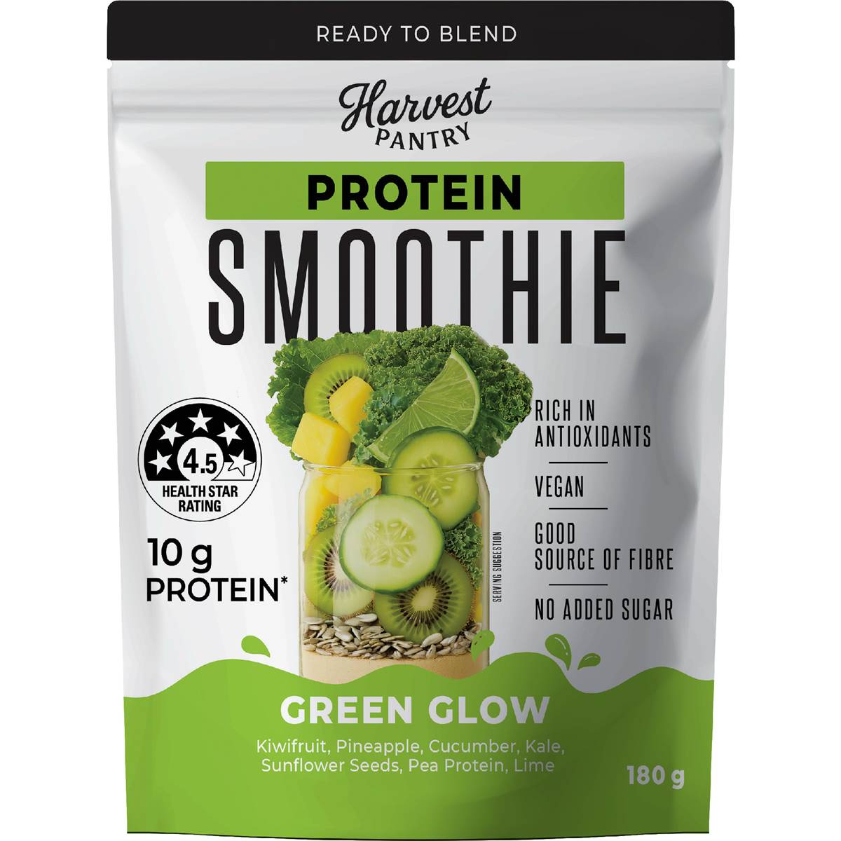 Harvest Pantry Protein Smoothie Green Glow 180g – Woolworths