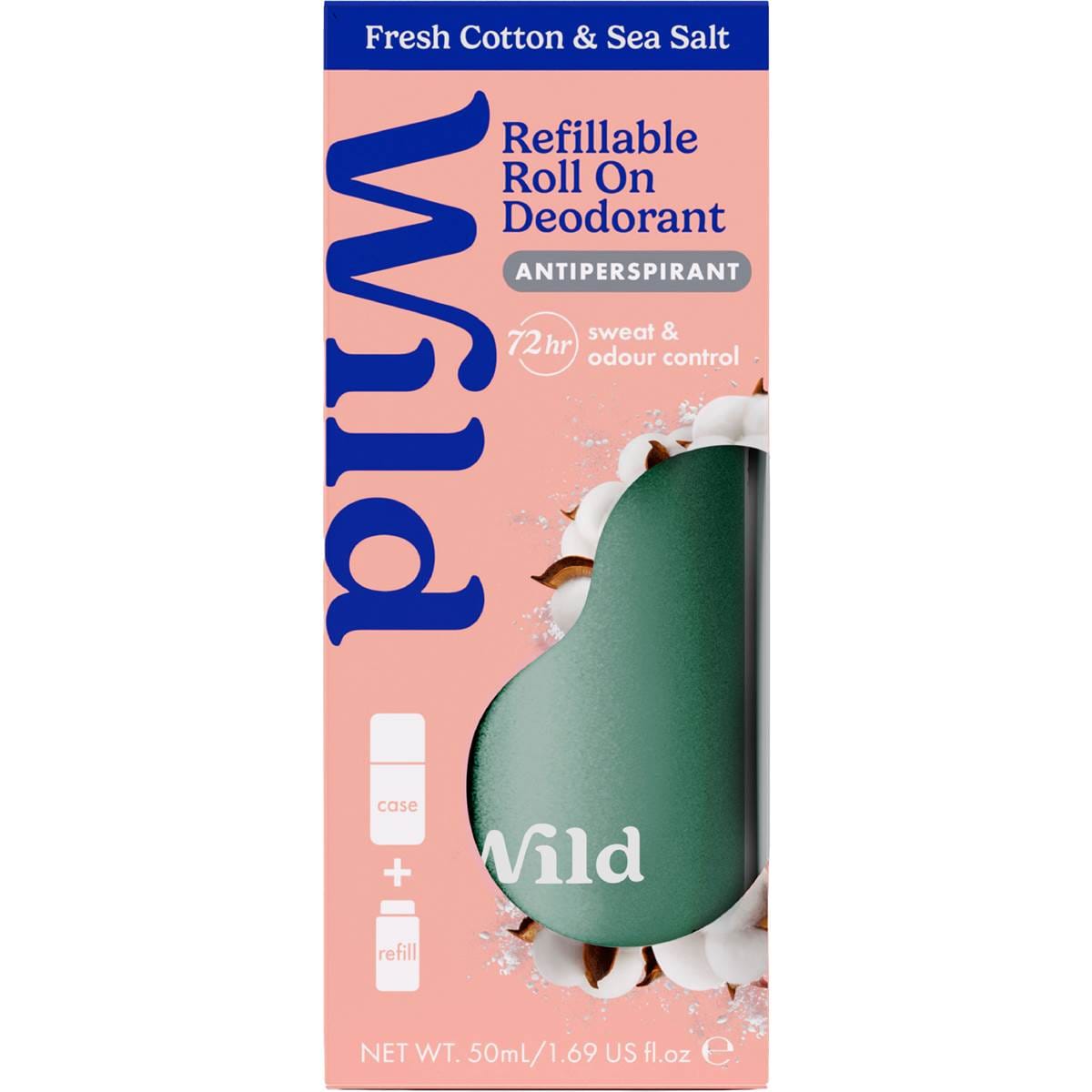 Wild Deodorant 72hr Antiperspirant Roll On Cotton & Salt 50mL