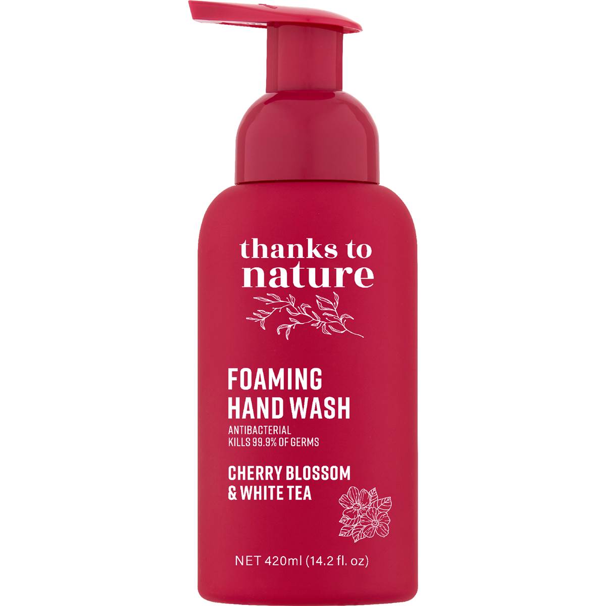 Thanks To Nature Antibacterial Foaming Hand Wash Cherry Blossom White Tea 420mL