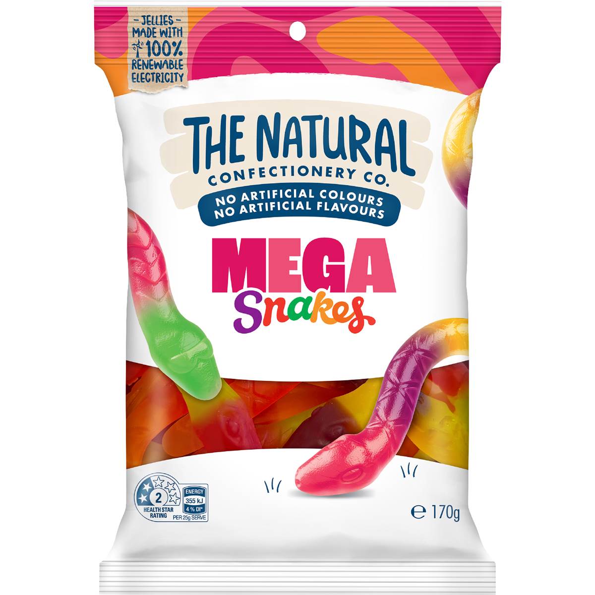 The Natural Confectionery Co. Mega Snakes 170g