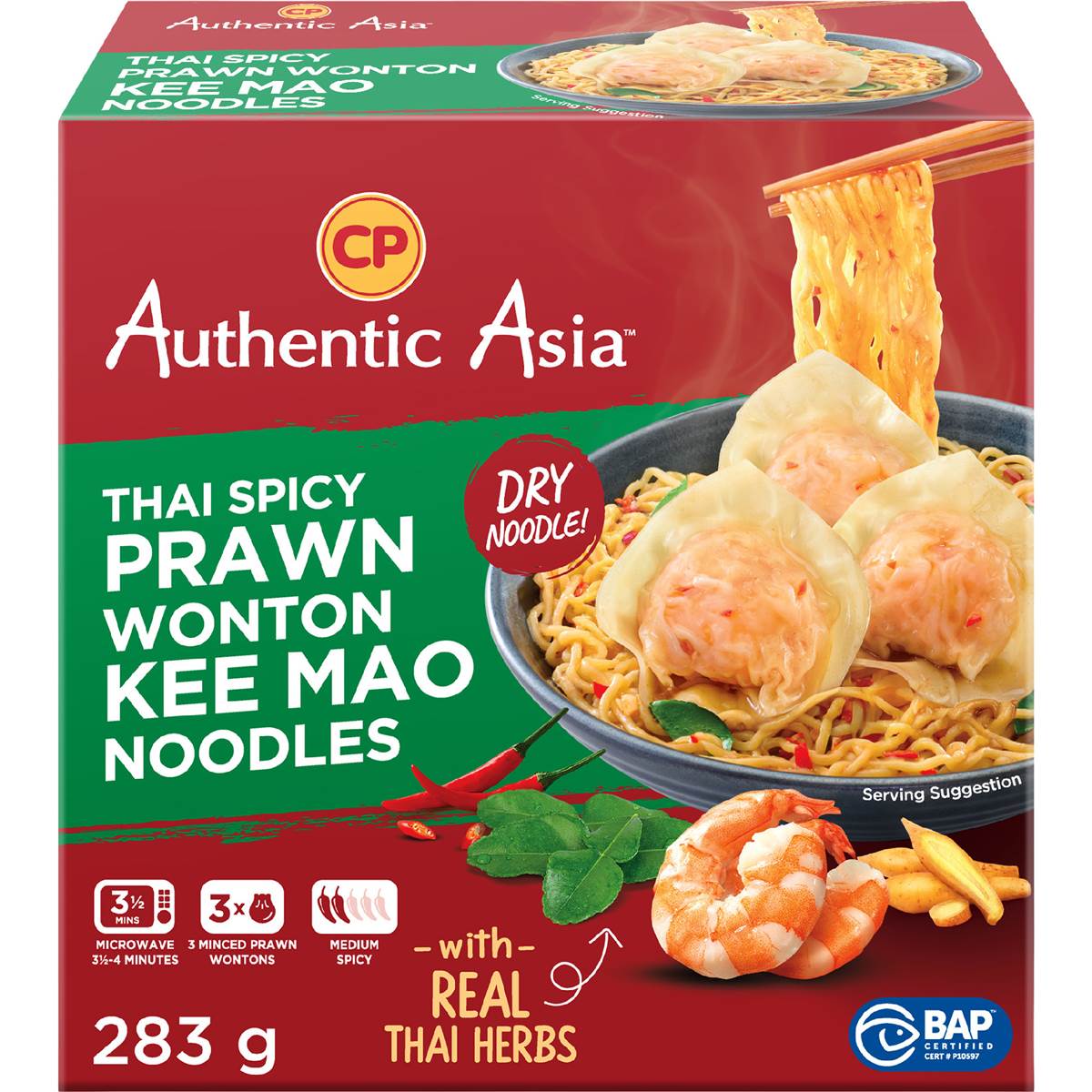 Authentic Asia Thai Prawn Wonton Kee Mao Noodles
