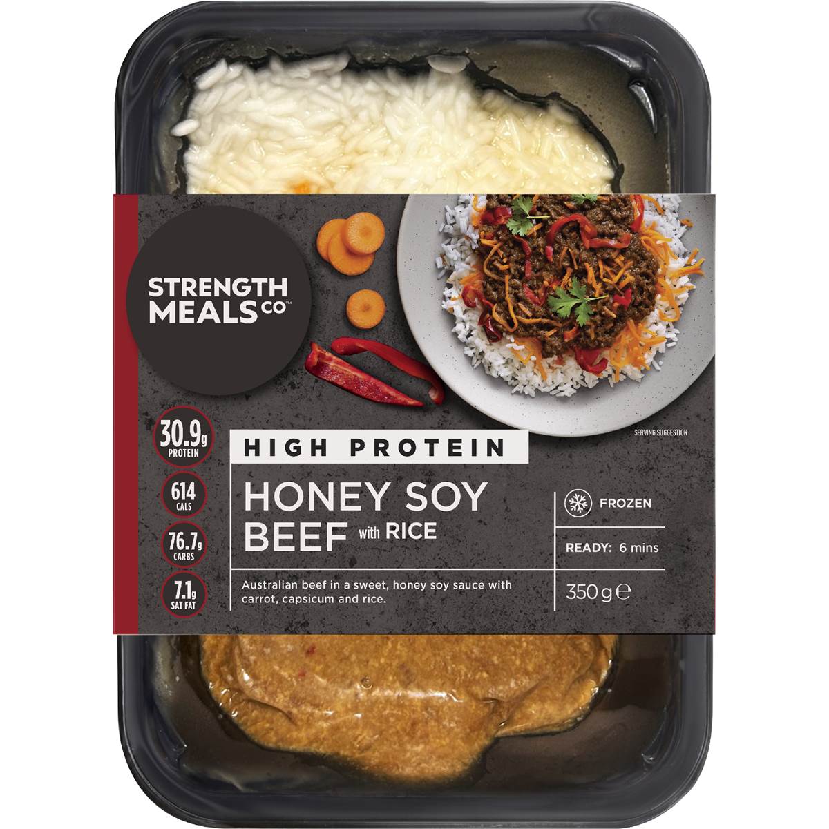 Strength Meals Co Honey Soy Beef With Rice High Protein 350g