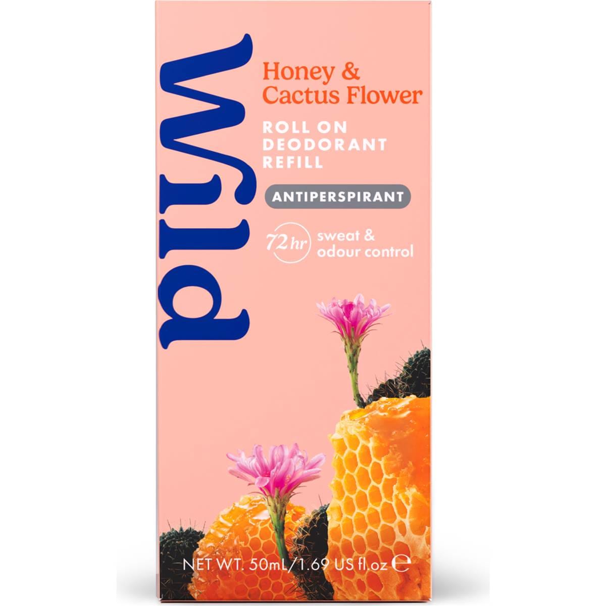 Wild Deodorant 72hr Antiperspirant Roll On Refill Honey & Cactus 50mL