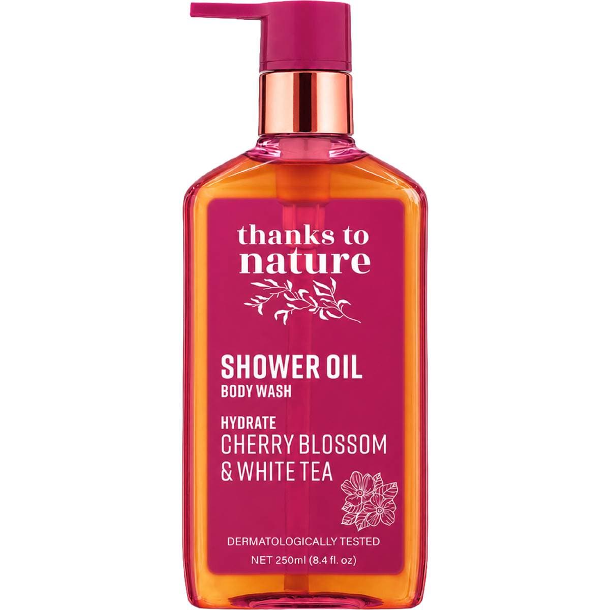 Thanks To Nature Shower Oil Body Wash Hydrate Cherry Blossom & White Tea 250mL