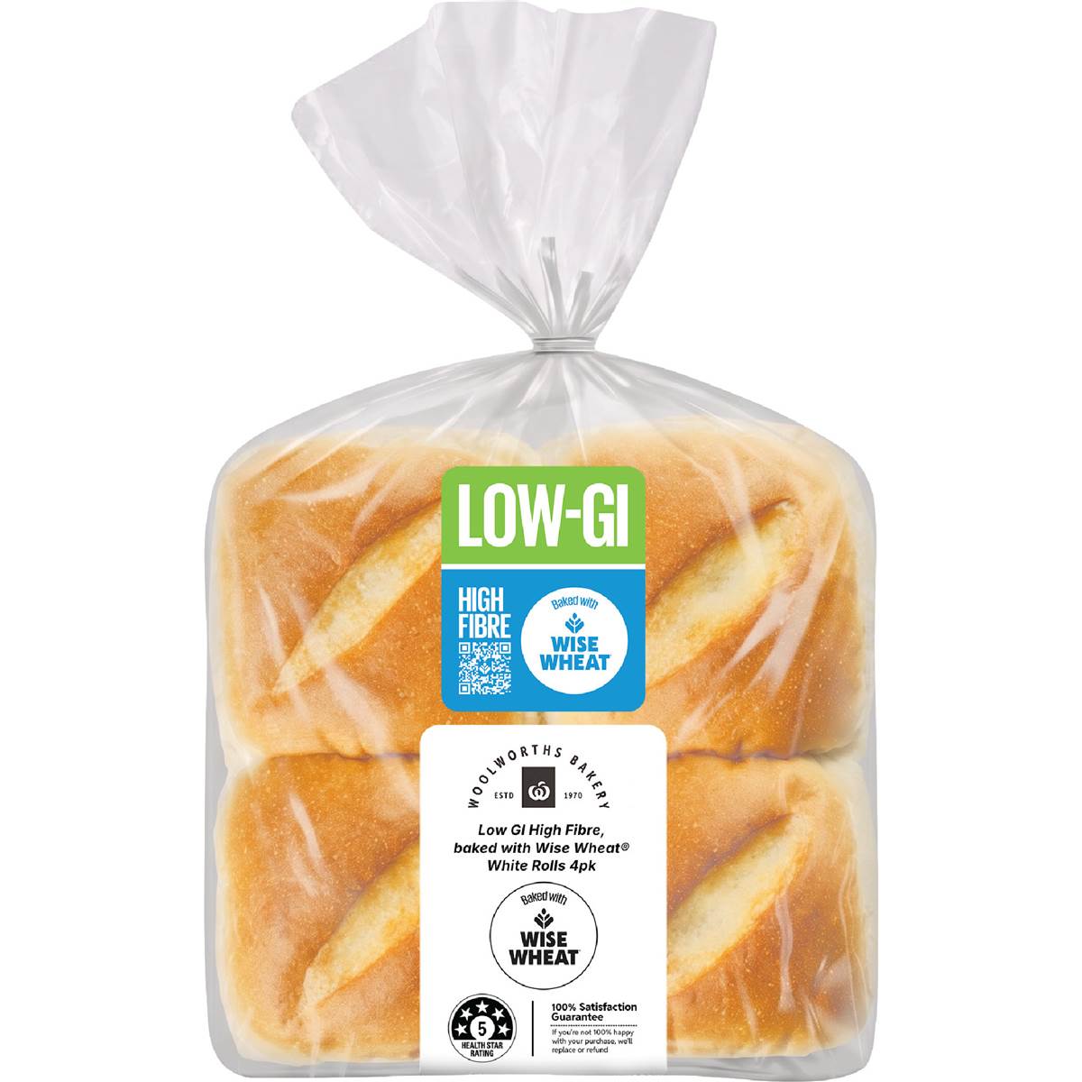 Woolworths Low GI High Fibre Wise Wheat® White Rolls