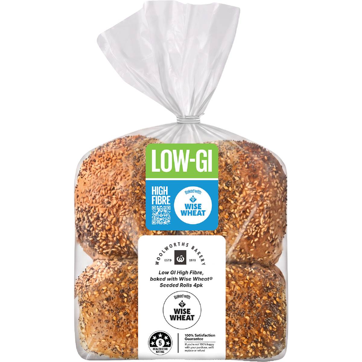 Woolworths Low GI High Fibre Wise Wheat® Seeded Rolls