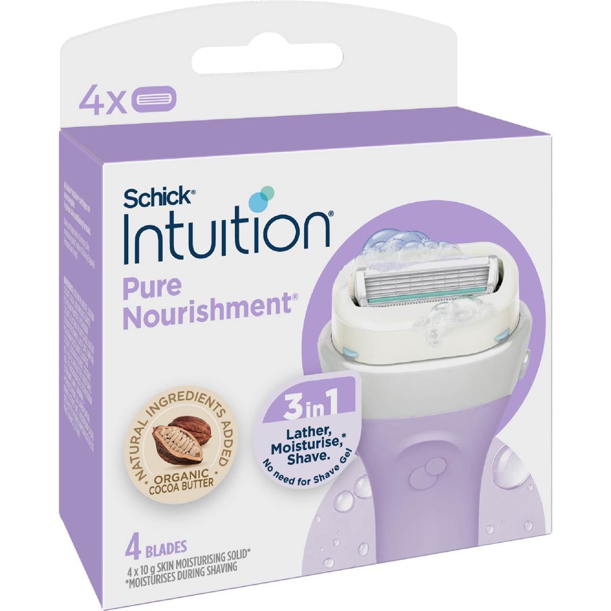Schick Intuition Pure Nourishment Razor Blades 4 pack – Woolworths