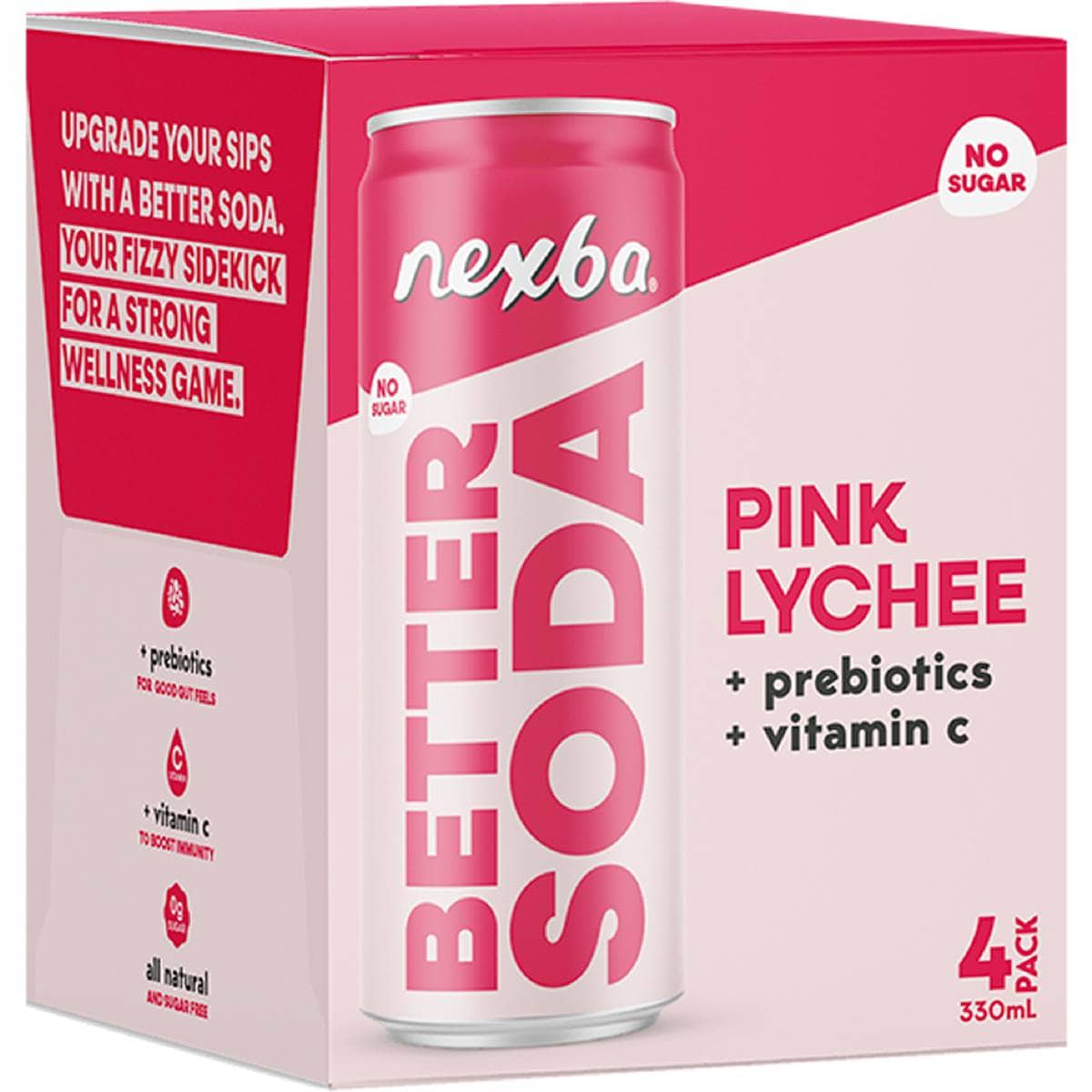 Nexba Better Soda Pink Lychee Cans