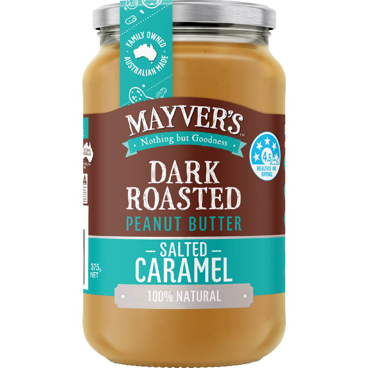 Mayver's Dark Roasted Peanut Butter Salted Caramel 375g
