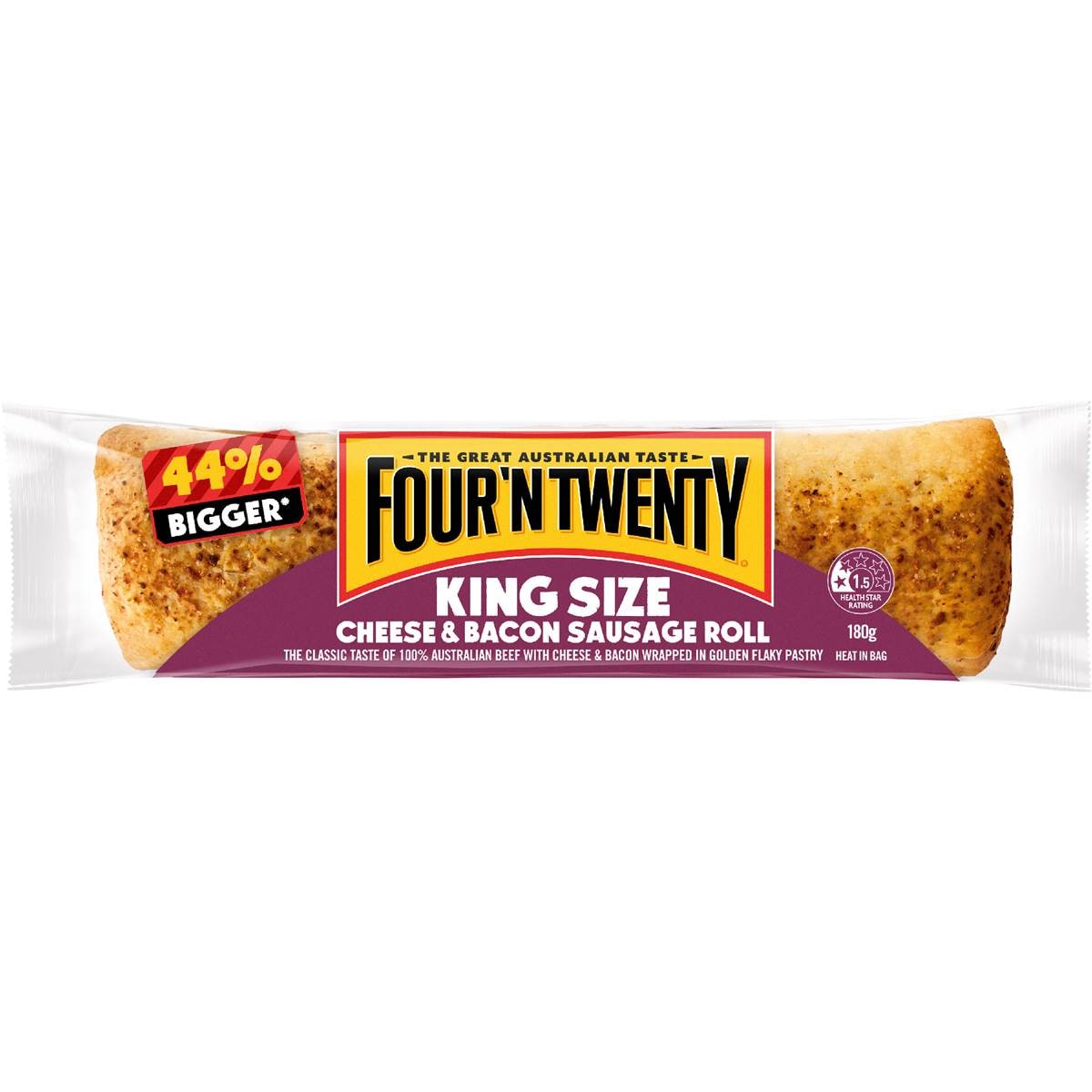 Four'N Twenty King Size Cheese & Bacon Sausage Roll 180g