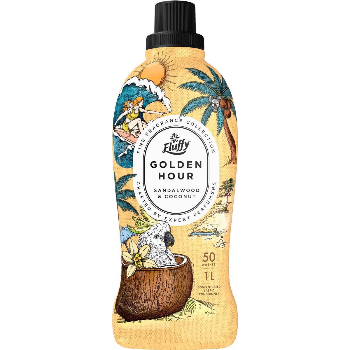 Fluffy Golden Hour Fabric Softener Sandalwood & Coconut 1L – Woolworths