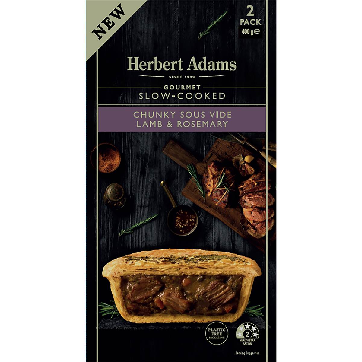 Herbert Adams Slow-Cooked Lamb & Rosemary Pie 2 pack
