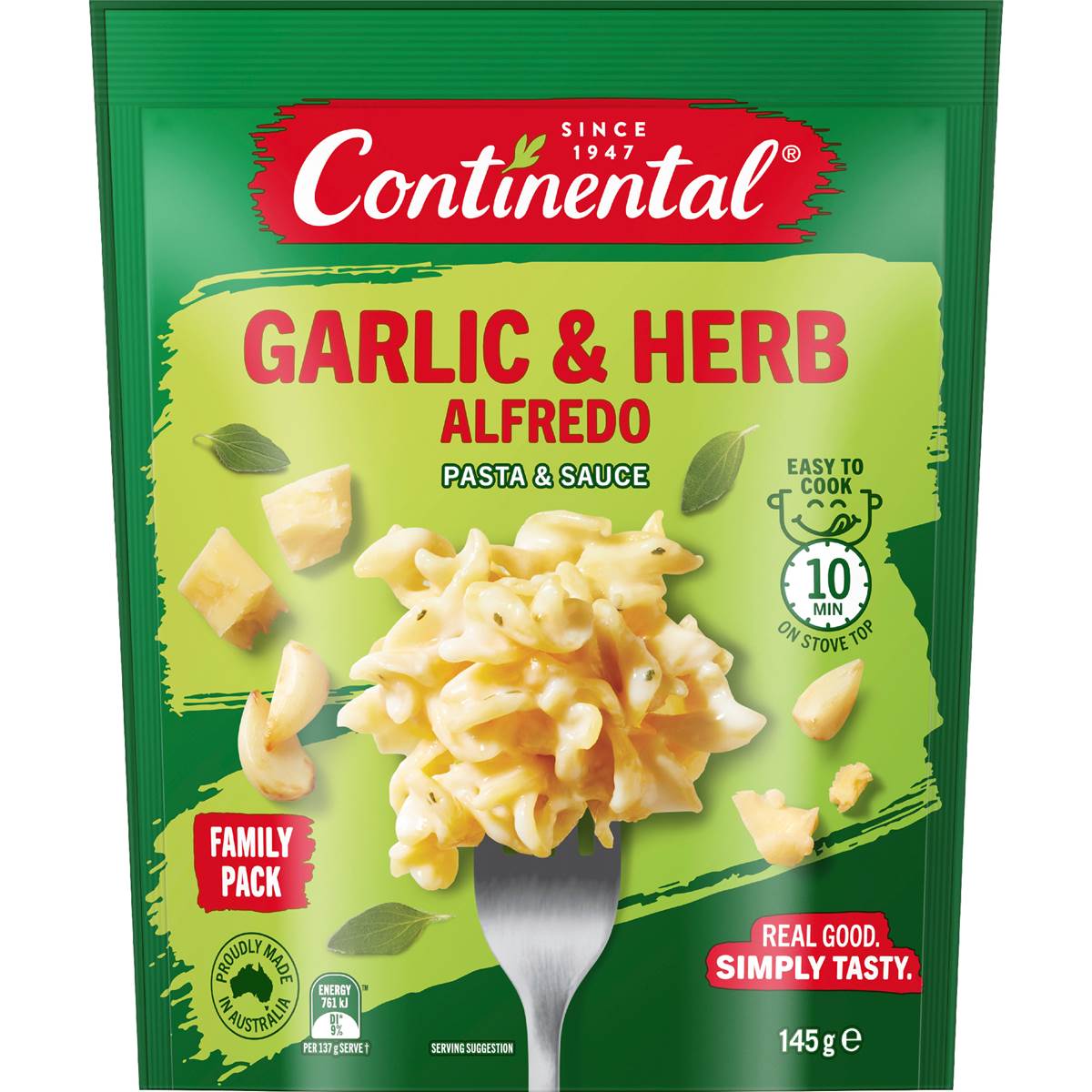 Continental Garlic & Herb Alfredo Pasta & Sauce 145g