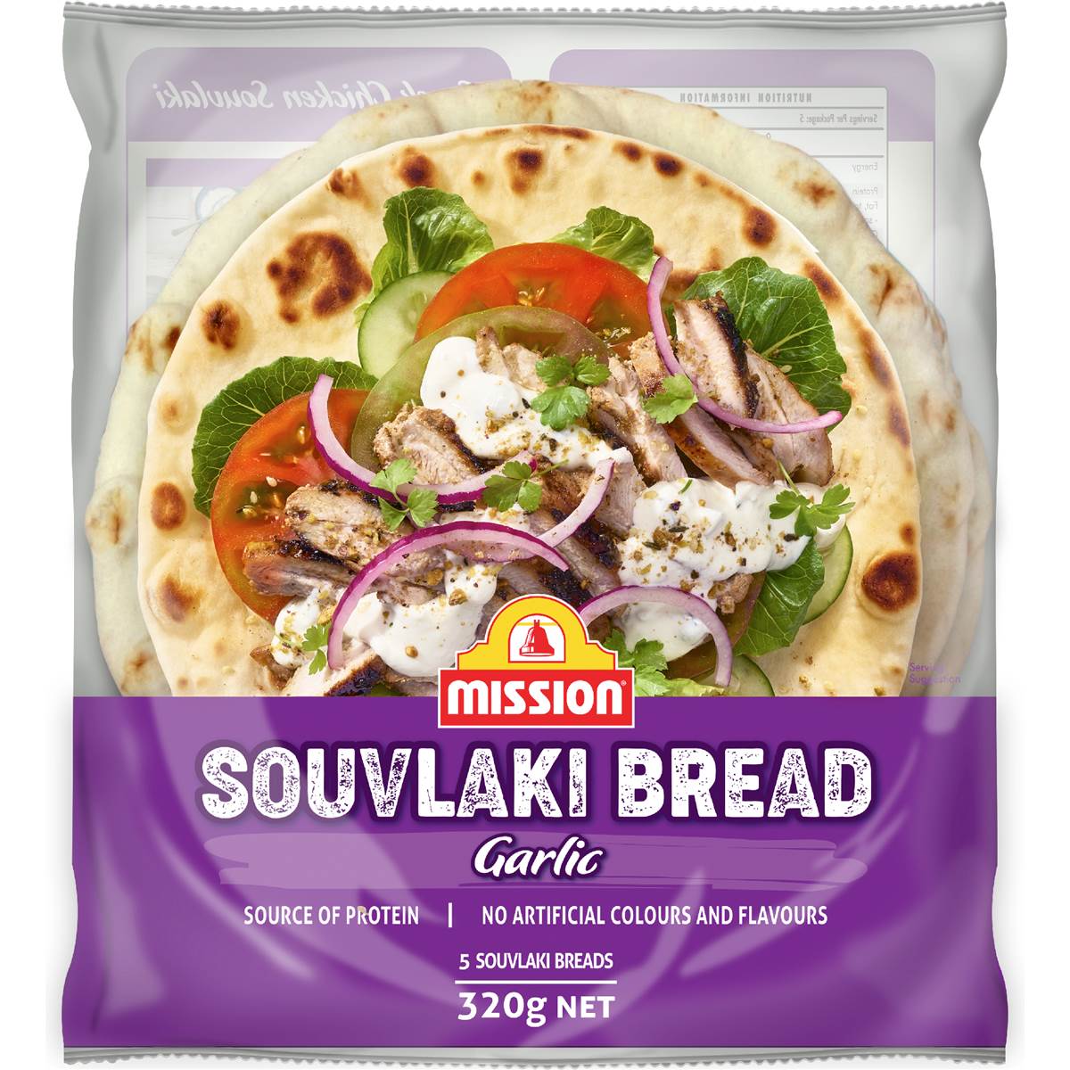 Mission Garlic Souvlaki Bread 320g 5 pack