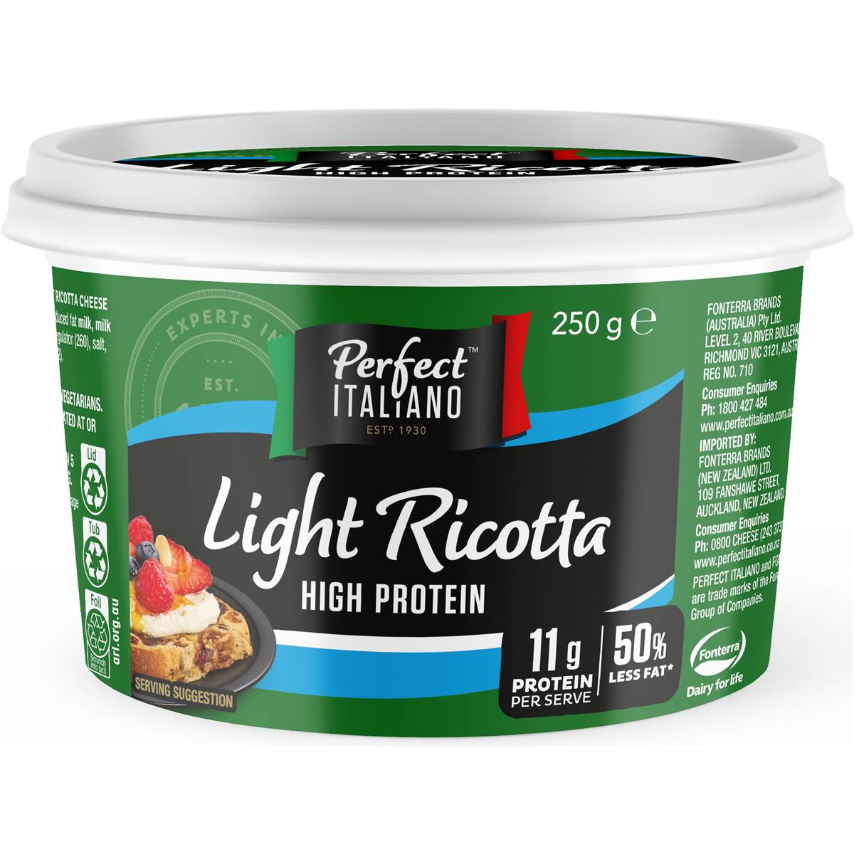 Perfect Italiano Light Ricotta Cheese 250g