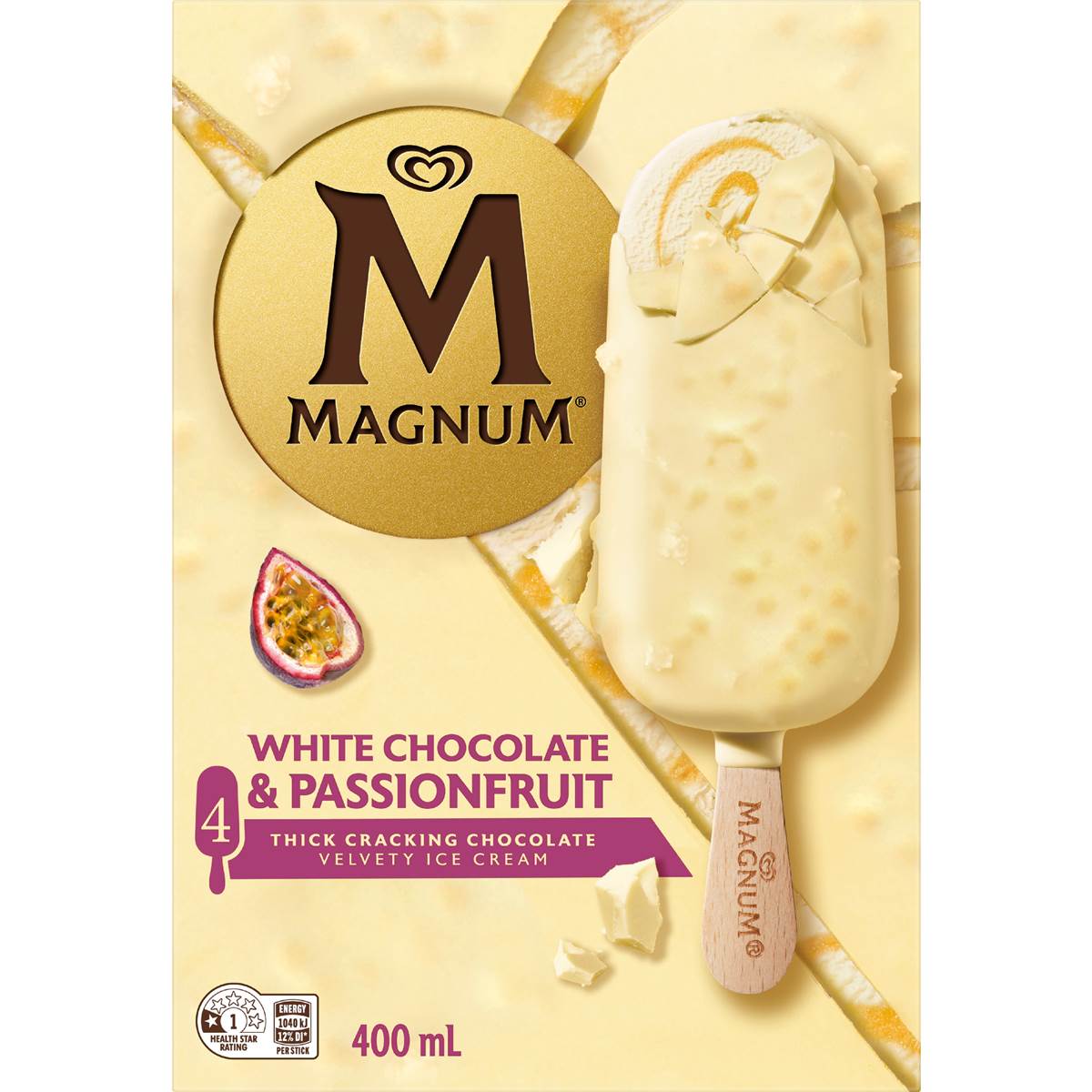 Magnum White Chocolate Passionfruit Ice Cream Sticks 4 pack – Woolworths