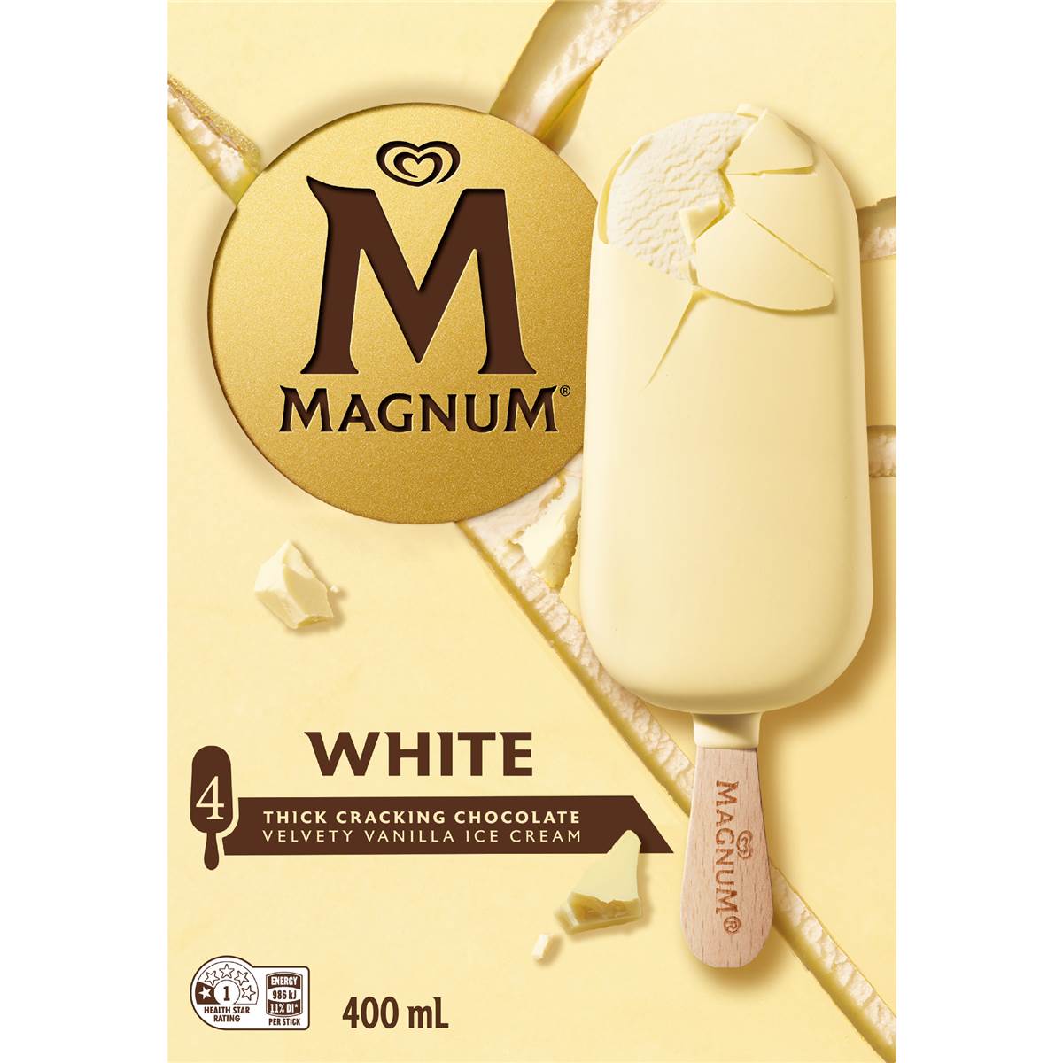 Magnum White Chocolate Ice Cream Sticks 4 pack – Woolworths