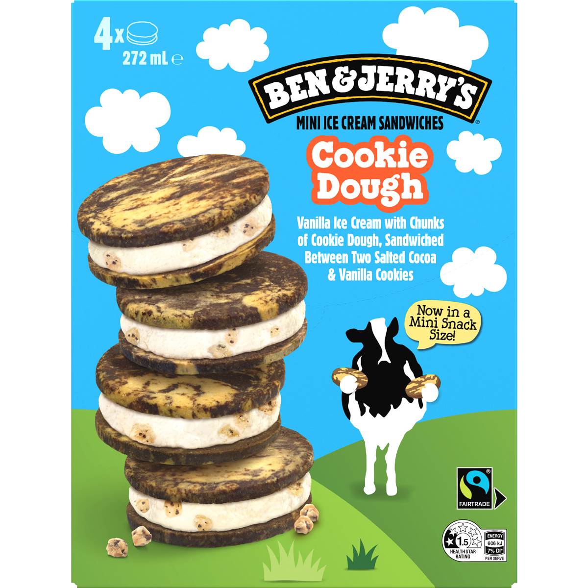 Ben & Jerry's Cookie Dough Mini Ice Cream Sandwiches 4 pack