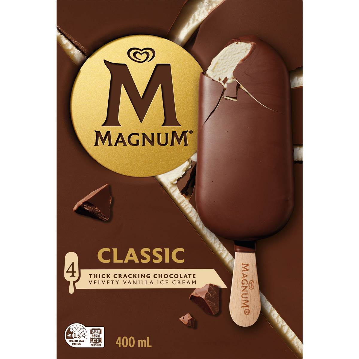 Magnum Classic Chocolate Ice Cream Sticks 4 pack – Woolworths