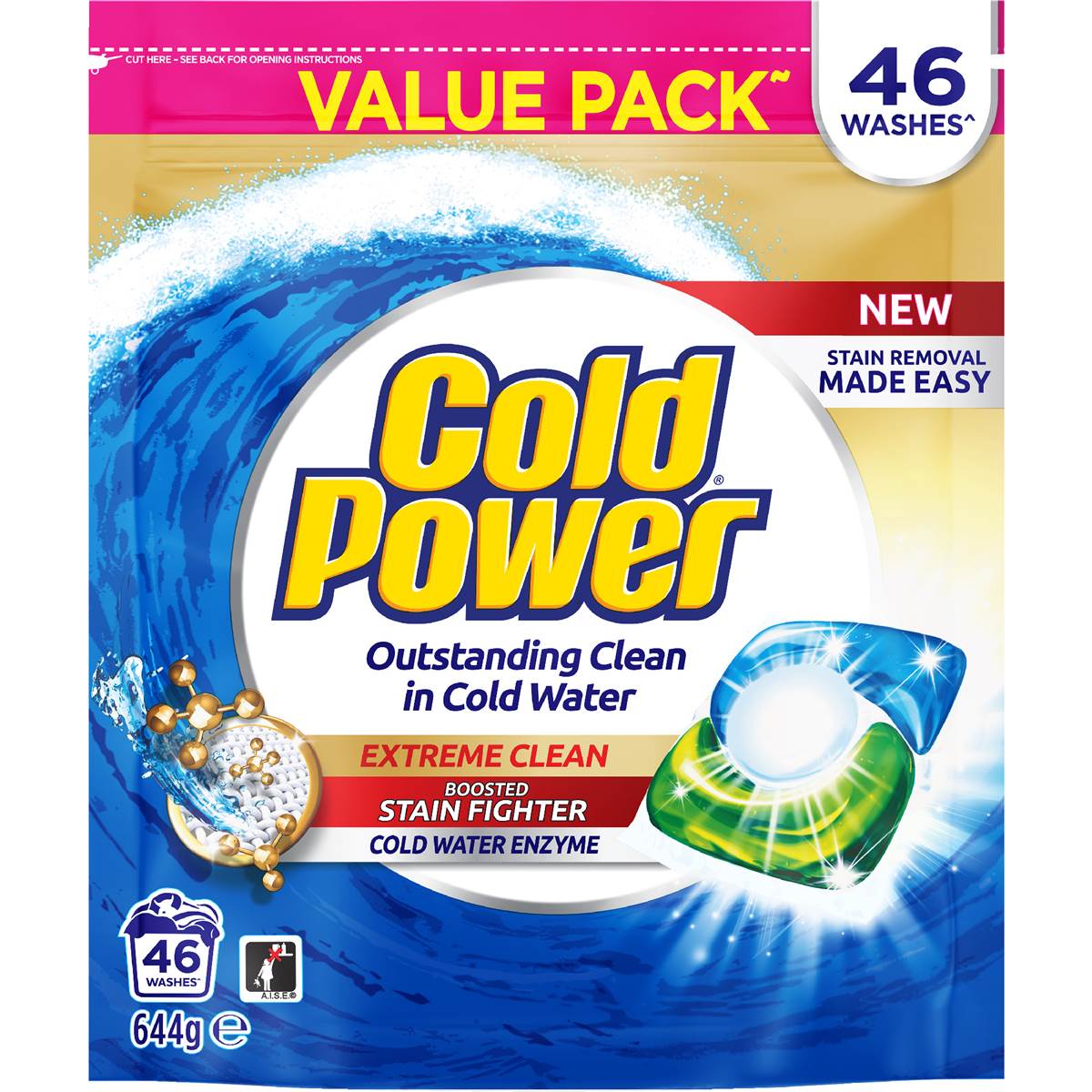 Cold Power Extreme Clean Laundry Detergent Capsules 46 pack – Woolworths