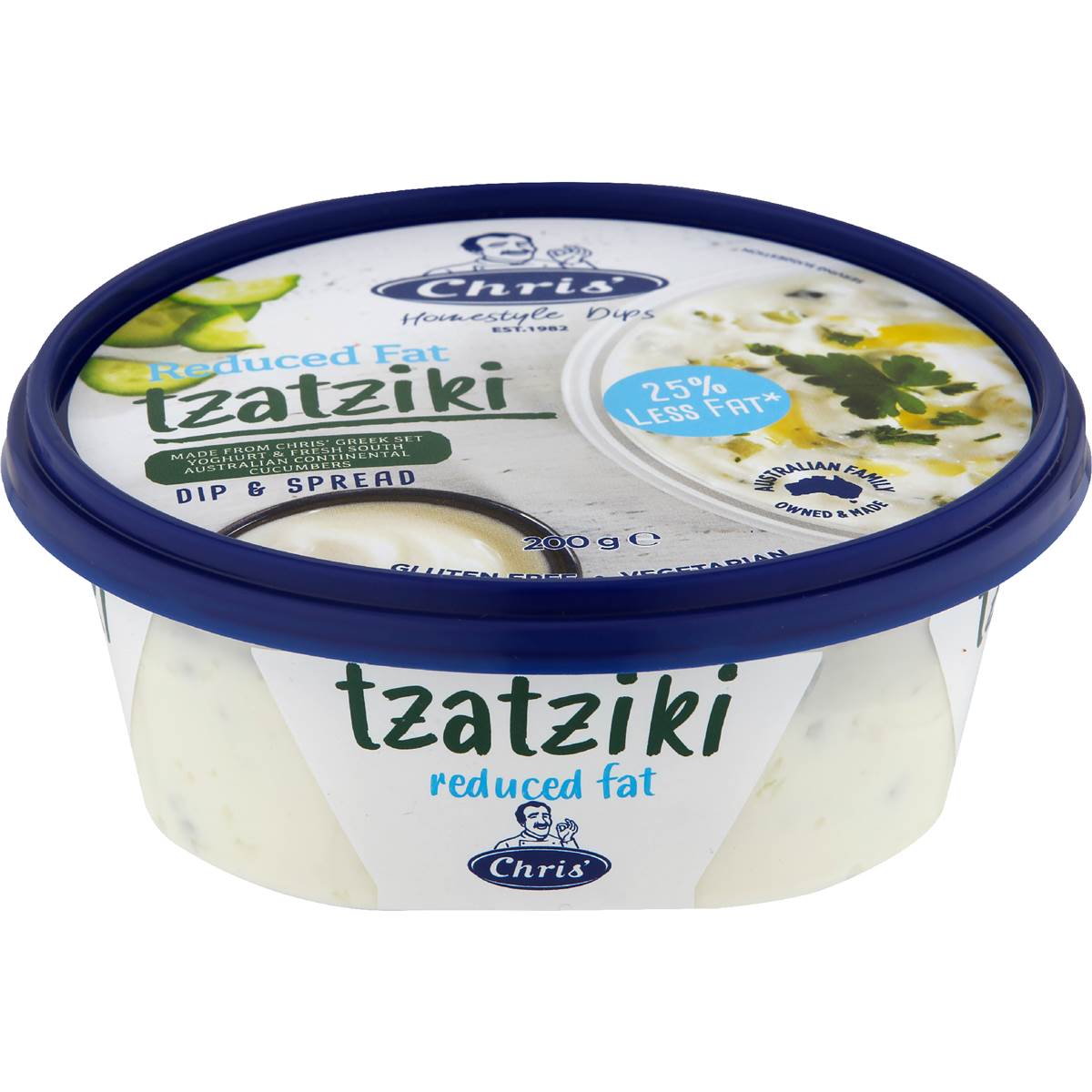 Chris' Tzatziki Dip Reduced Fat 200g