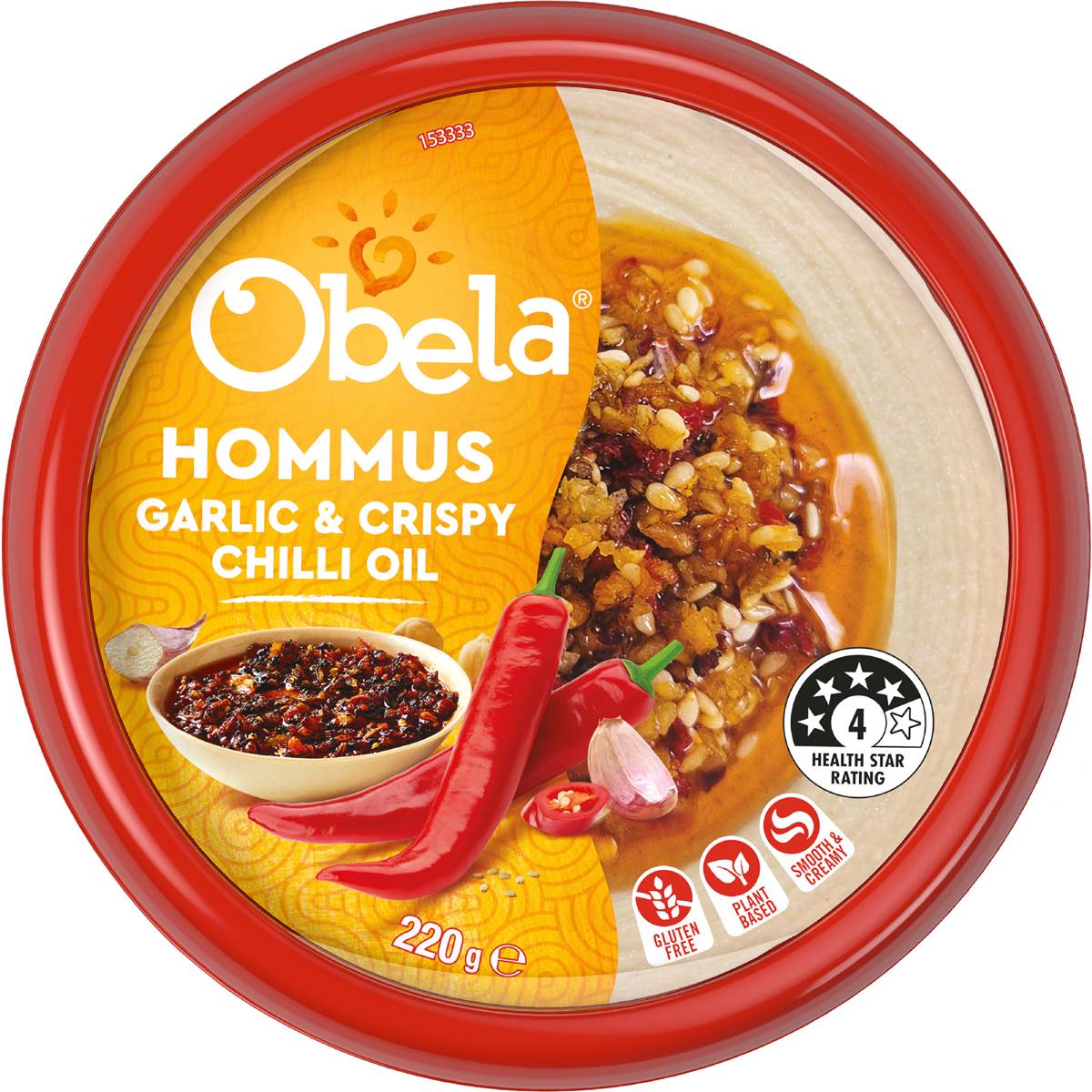 Obela Hommus Garlic & Crispy Chili Oil Dip 220g