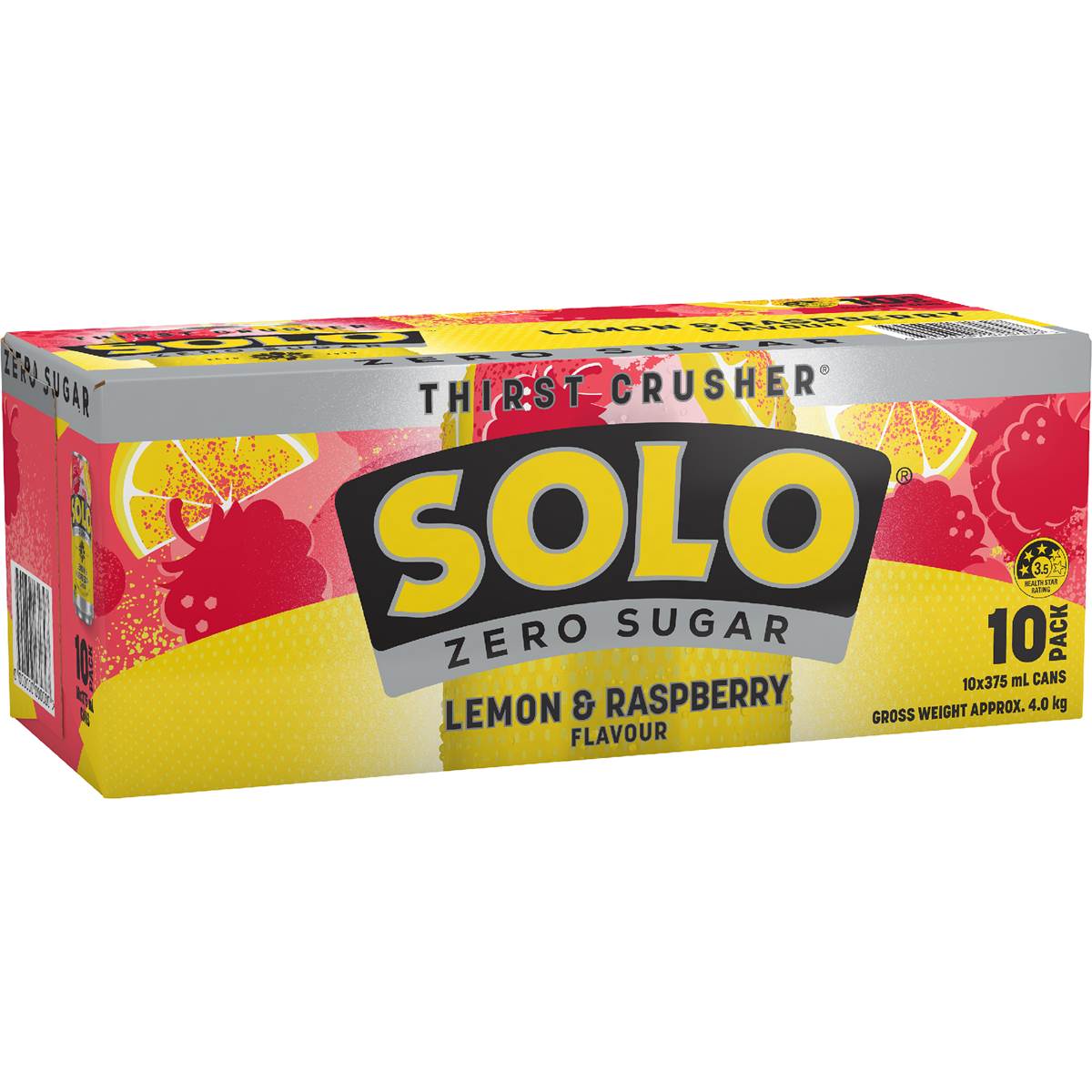 Solo Zero Sugar Lemon Raspberry Cans 375mL x 10 pack